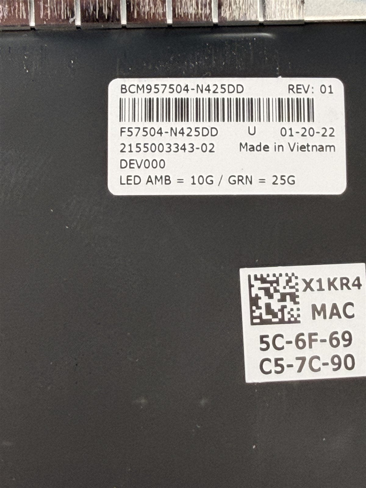 Dell Broadcom BCM957504 Quad Port 10G/25G SFP28 OCP 3.0 Network Card X1KR4