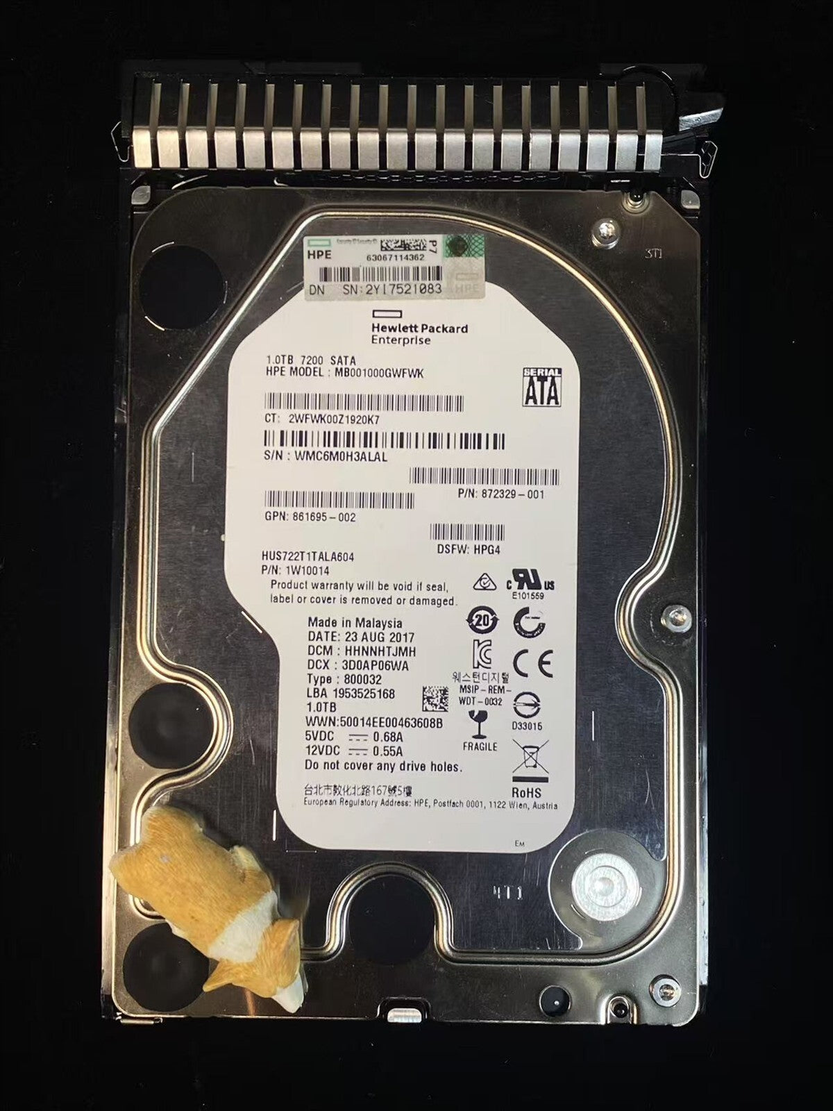 872329-001 HPE 1TB 7.2K 6G SATA 3.5" LFF SC DC HDD 861686-B21 DL380 DL360 G9 G10