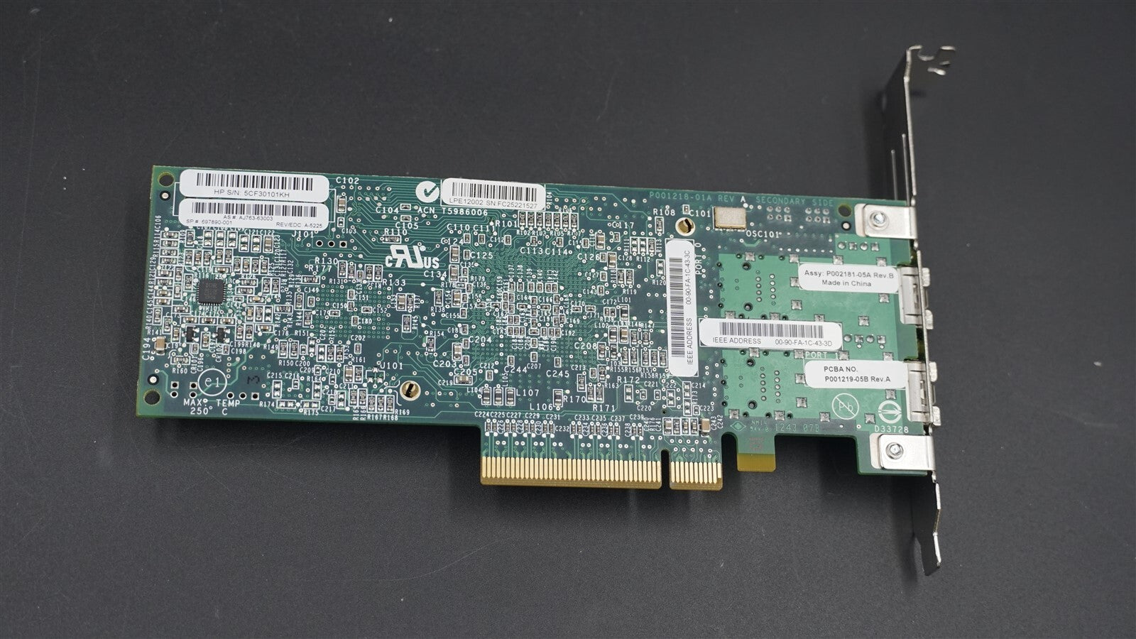 HP EMULEX 697890-001 LPE12002 2-PORT 8GB CHANNEL PCIE HBA AJ763 HIGH PROFILE