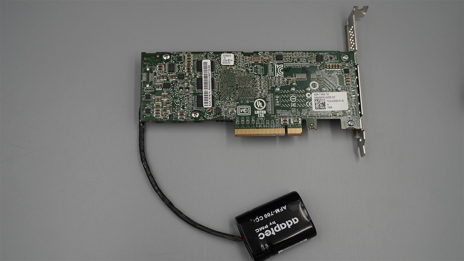 ASR-71605 ADAPTEC 16-PORT 6GB SAS/SATA PCIE CONTROLLER BATTERY W/ HIGH PROGILE