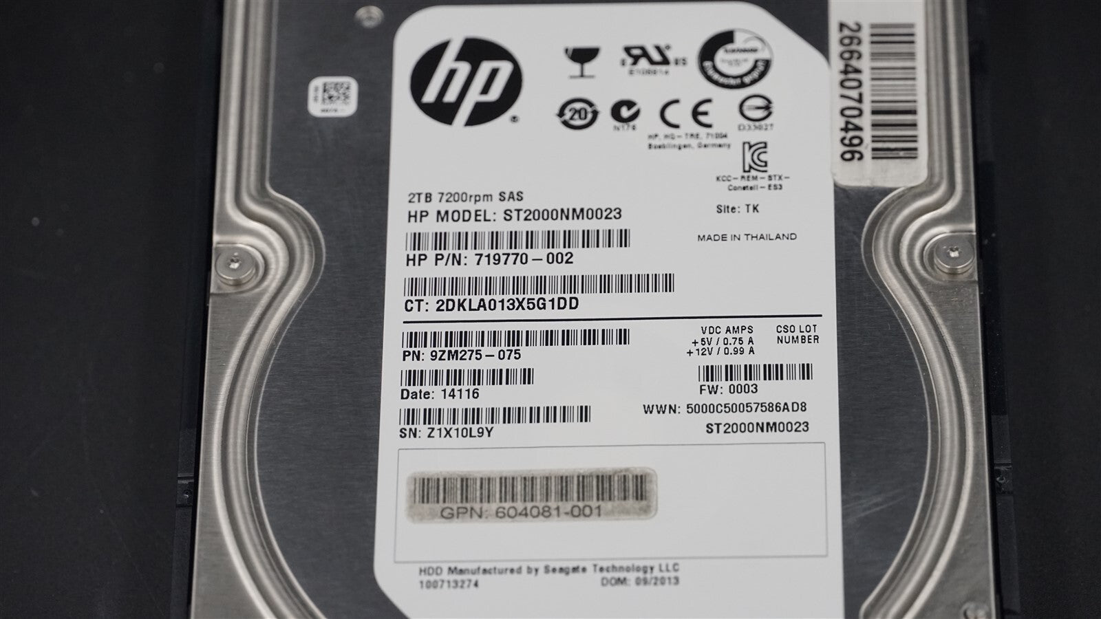 605475-001 HP 2TB 7.2K 6G DP SAS MDL HARD DRIVE AW555A 719770-002 FOR P2000 MSA