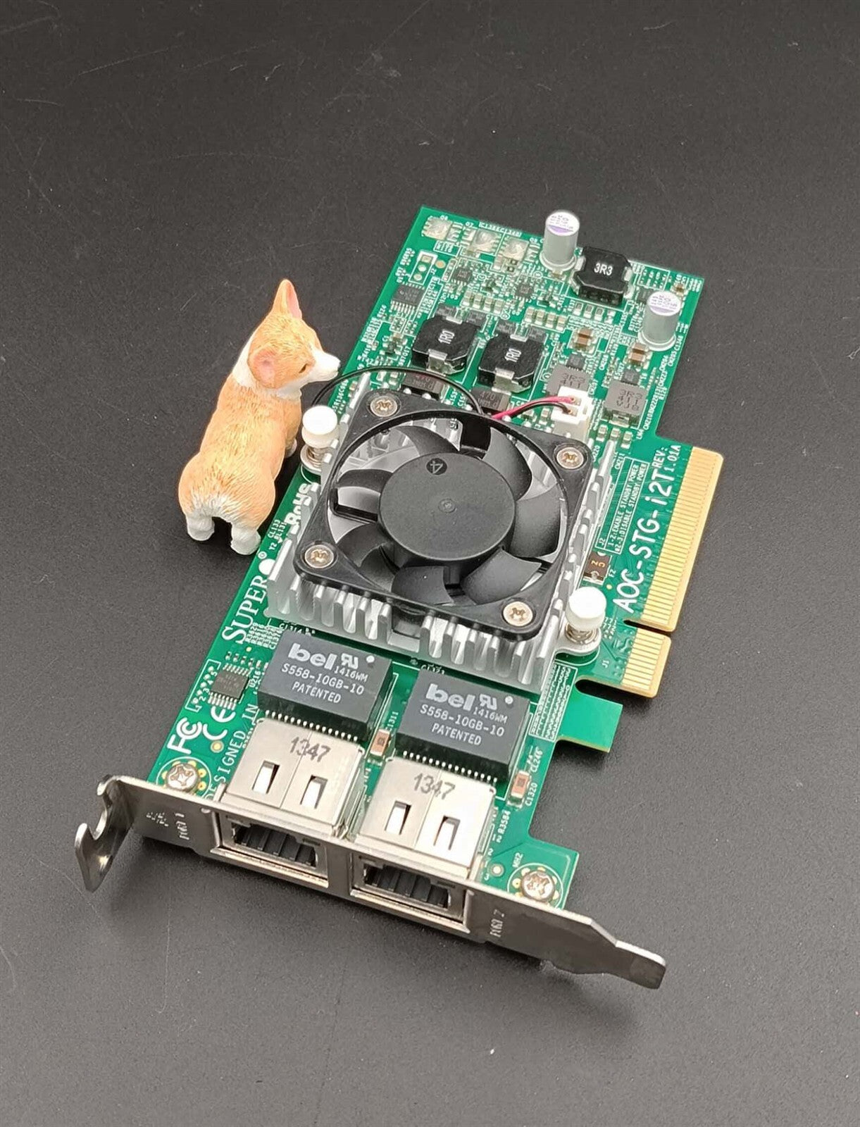 AOC-STG-i2T SUPERMICRO DUAL PORT 10GBASE-T RJ-45 INTEL X540 NIC V1.01A LOW