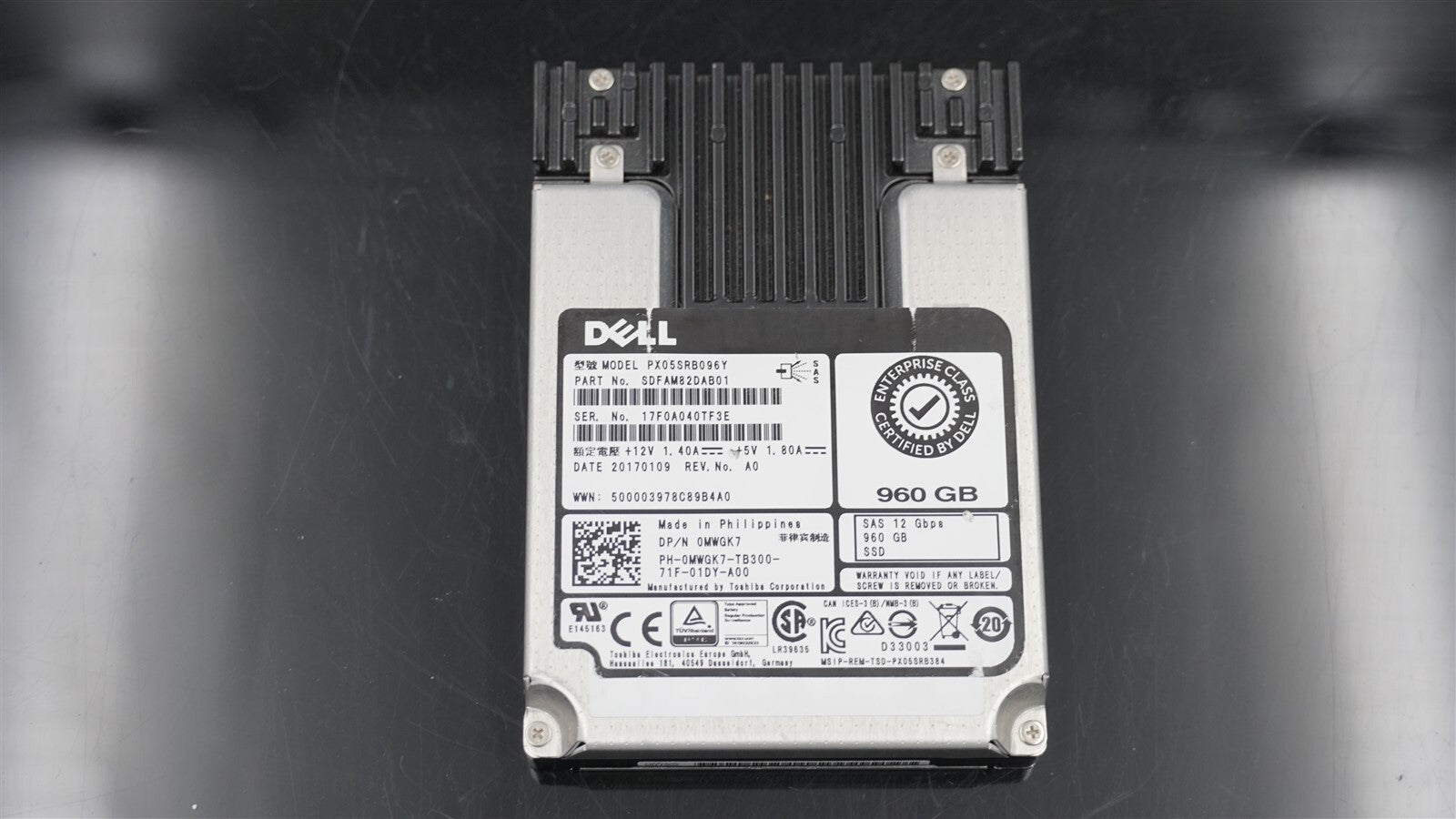 0MWGK7 MWGK7 DELL SDFAM82DAB01 960GB SAS 12Gb/S 2.5 SOLID STATE DRIVE