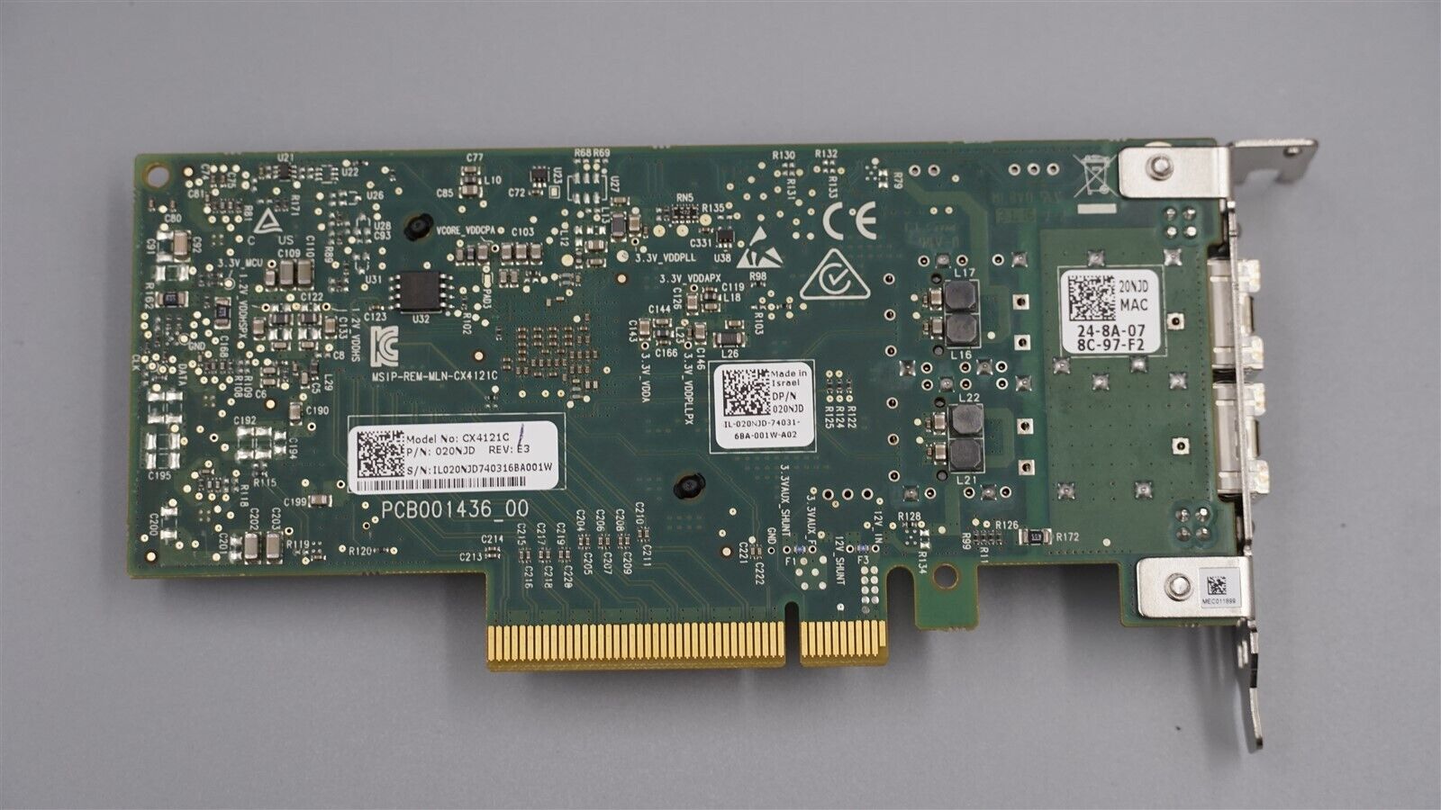 20NJD DELL MELANOX CX4121C DUAL PROT 25GB SFP28 NETWORK ADAPTER LOW PROFILE