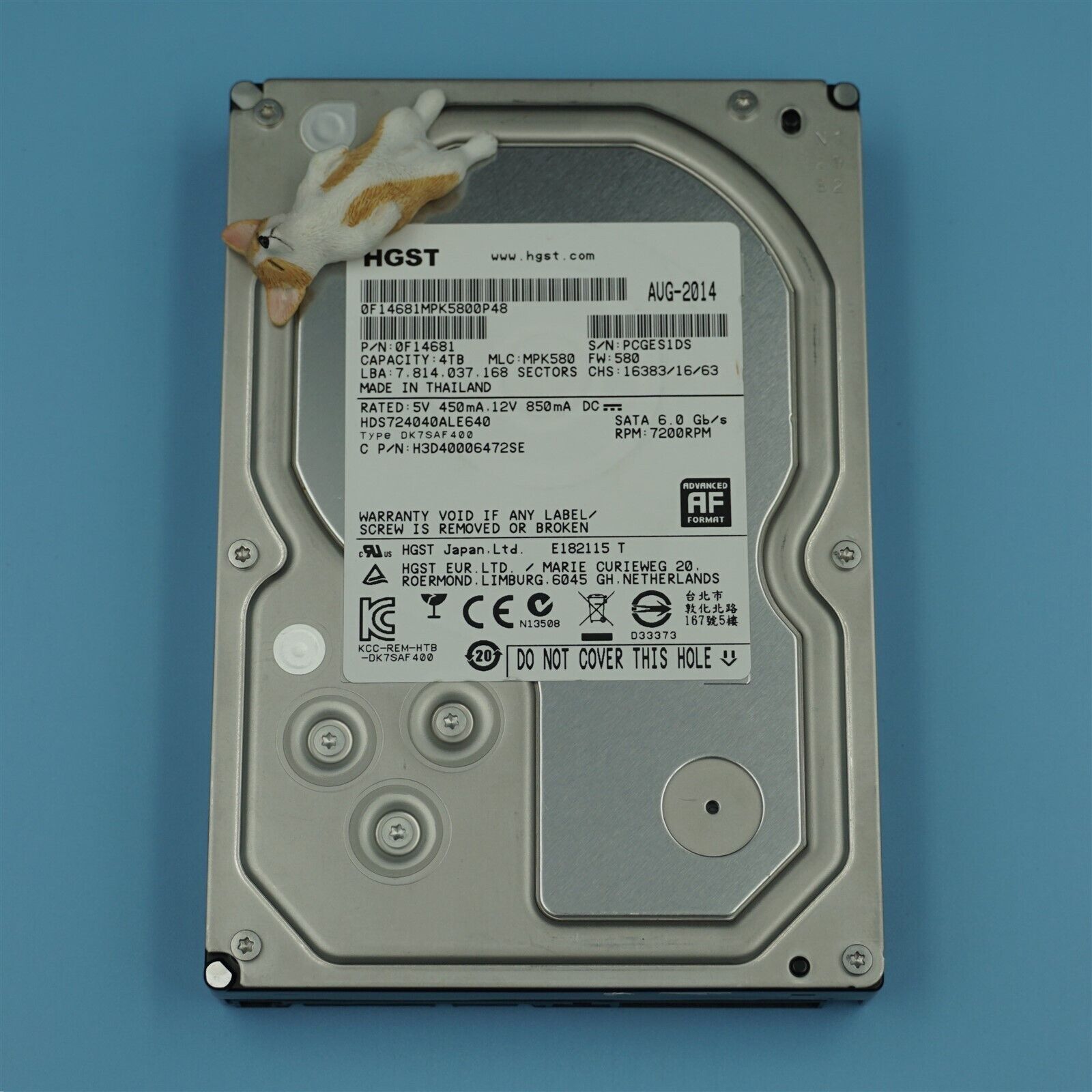 HDS724040ALE640 HGST H3D40006472SE 4TB 7.2K 6G 3.5" LFF SATA HARD DRIVE 0F14681