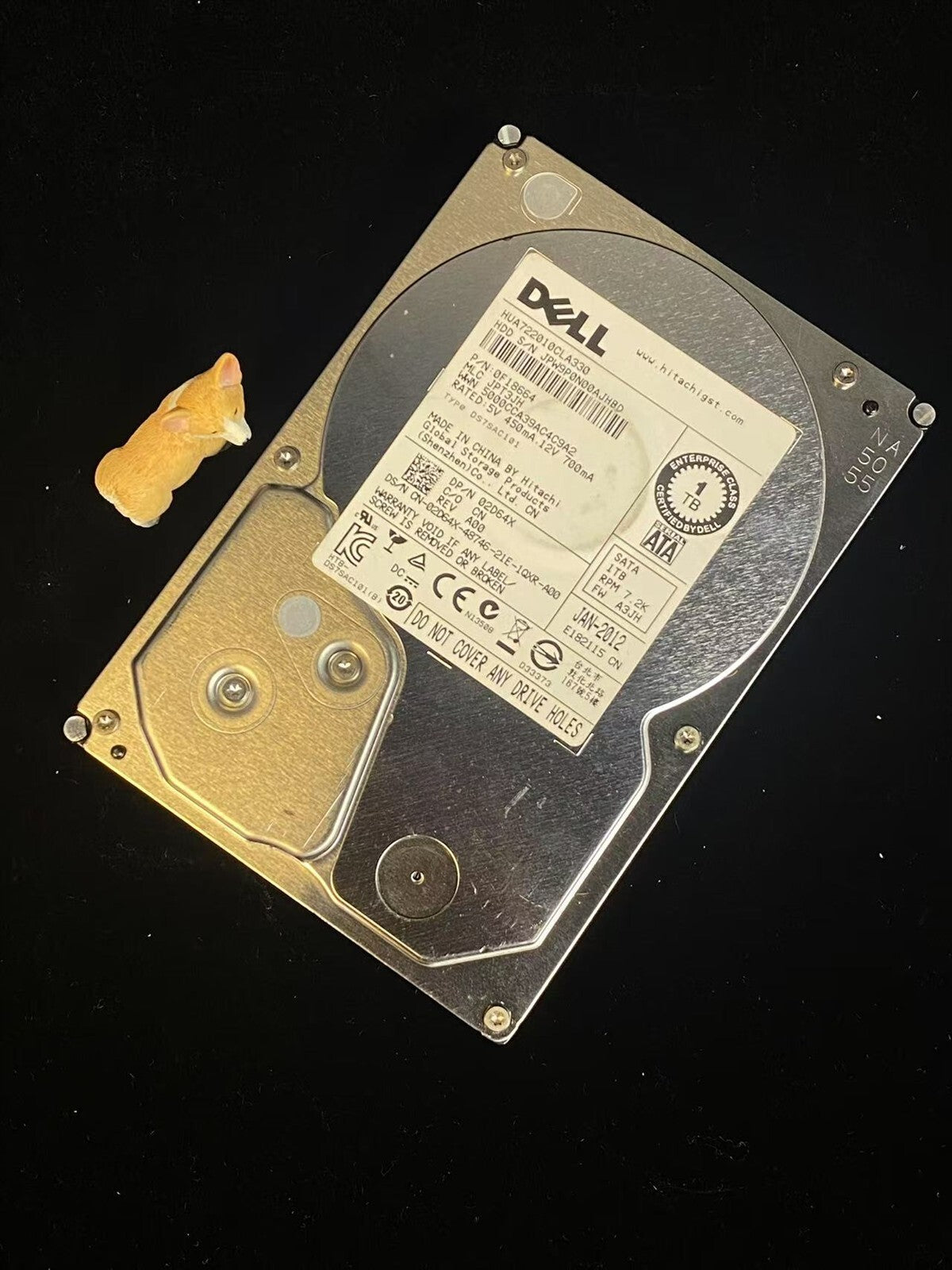 2D64X DELL HITACHI 1TB 7.2K 3G SATA LFF HDD HUA722010CLA330 02D64X