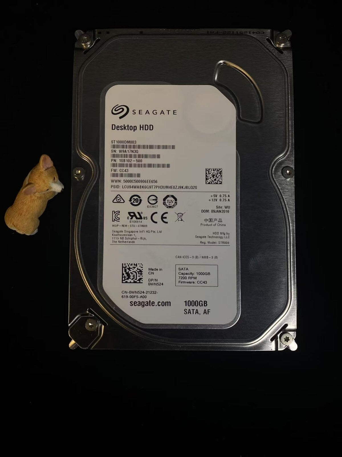WN524 DELL SEAGATE 1TB 7.2K 6G SATA 3.5" LFF HDD ST1000DM003 0WN524