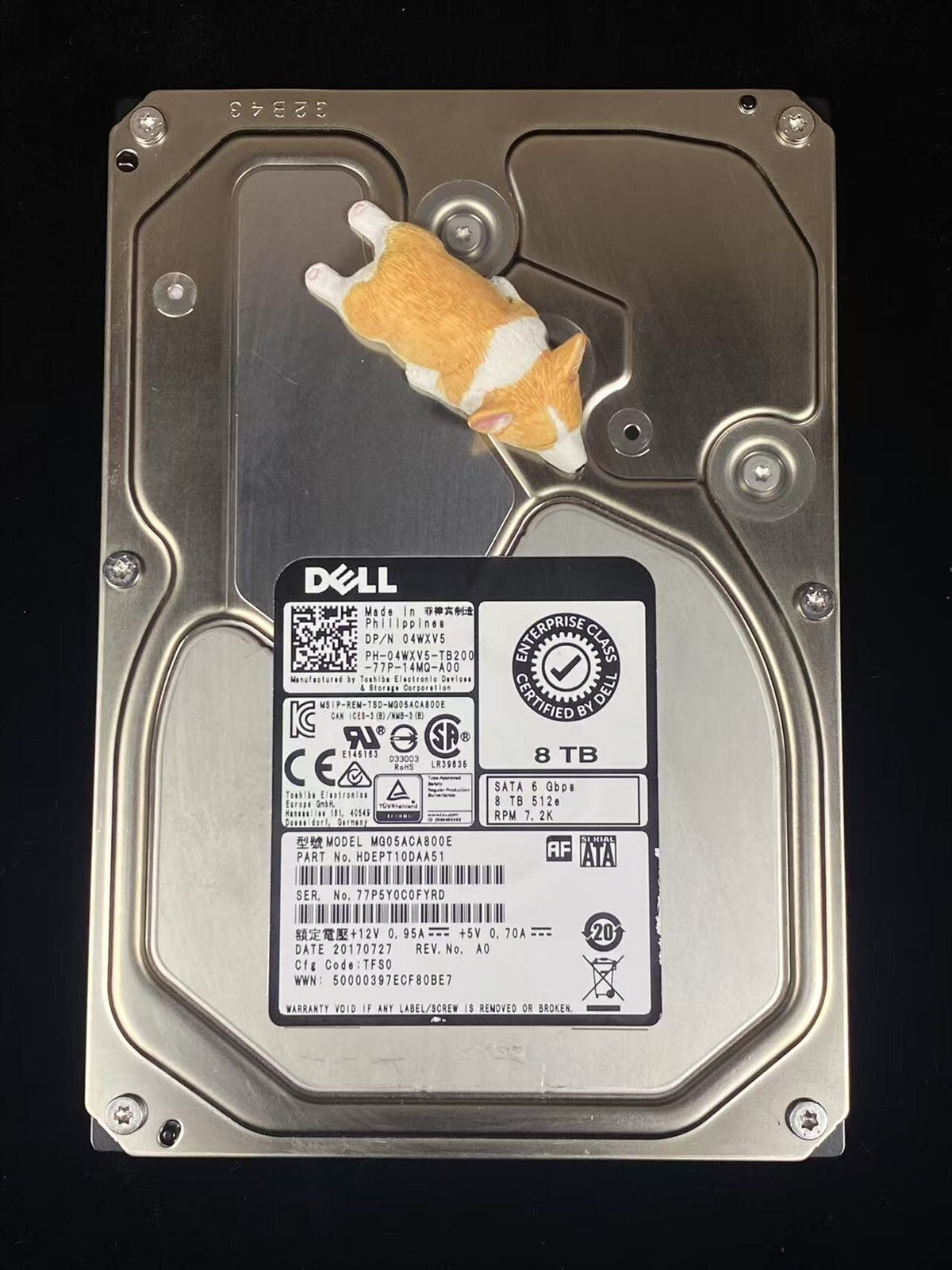 4WXV5 DELL TOSHIBA 8TB 7.2K 6G SATA 3.5" LFF HDD MG05ACA800E 04WXV5