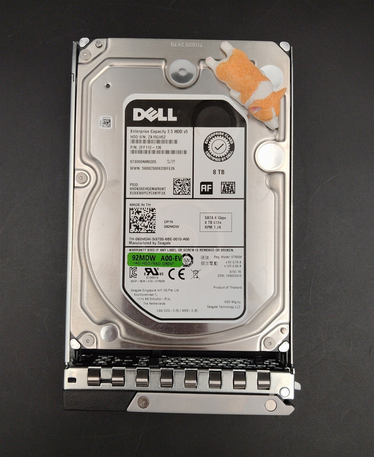 92MDW 092MDW ST8000NM0205 DELL SEAGATE 8TB 7.2K 6G 512E SATA 3.5" HDD W/X7K8W