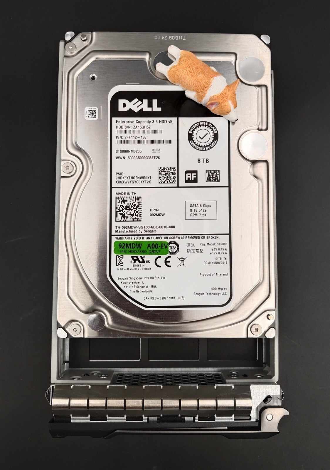 92MDW 092MDW ST8000NM0205 DELL SEAGATE 8TB 7.2K 6G 512E SATA 3.5" HDD W/F238F