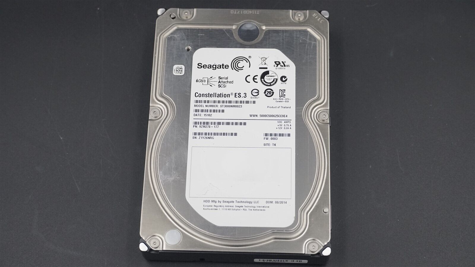 SEAGATE CONSTELLATION ST3000NM0023 3TB SAS 6GB/S 7.2K 3.5" SERVER HARD DRIVE