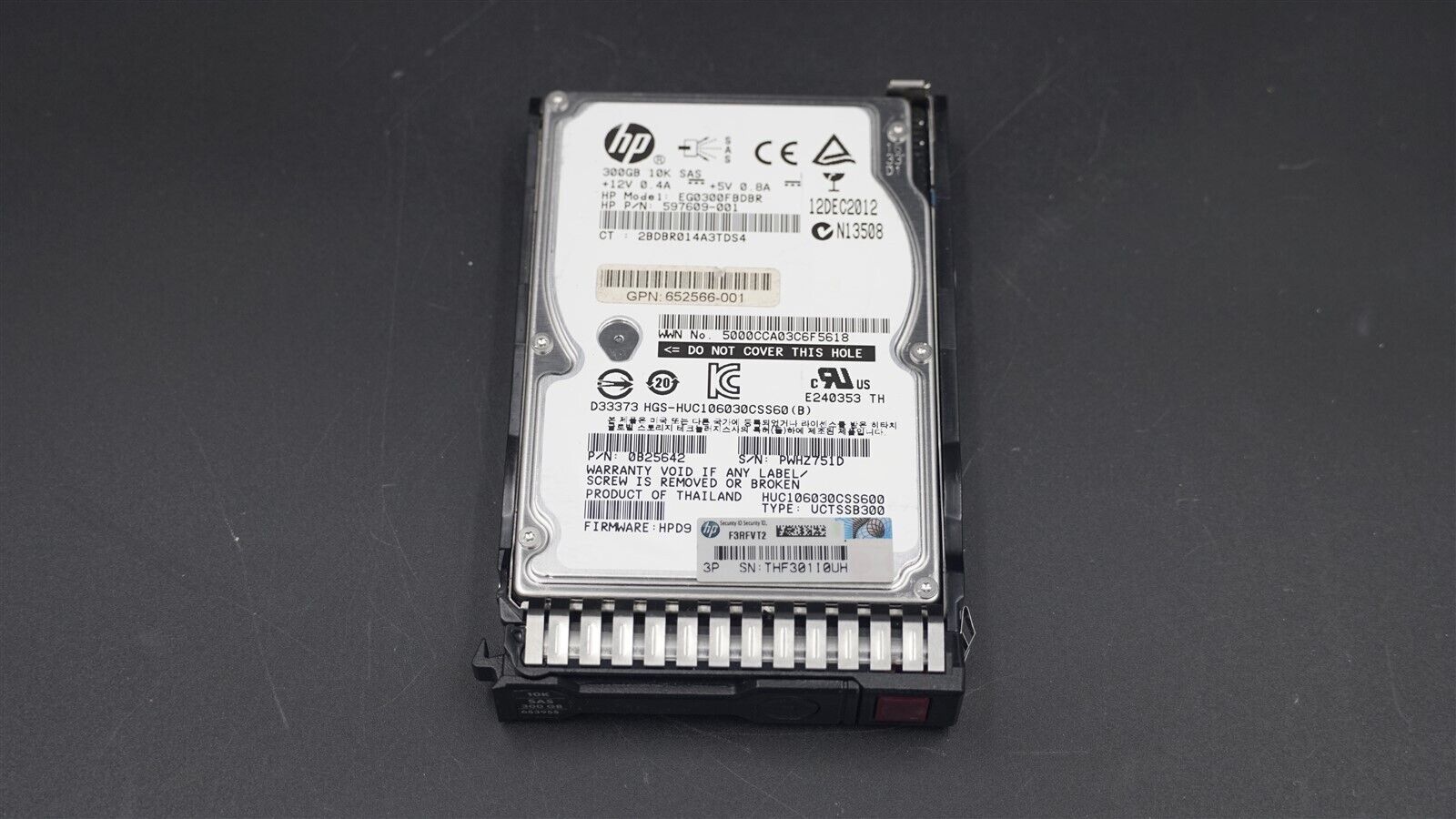 HPE 652564-B21 653955-001 652566-001 300GB 10K 6Gb/S 2.5" SAS HDD W/CADDY