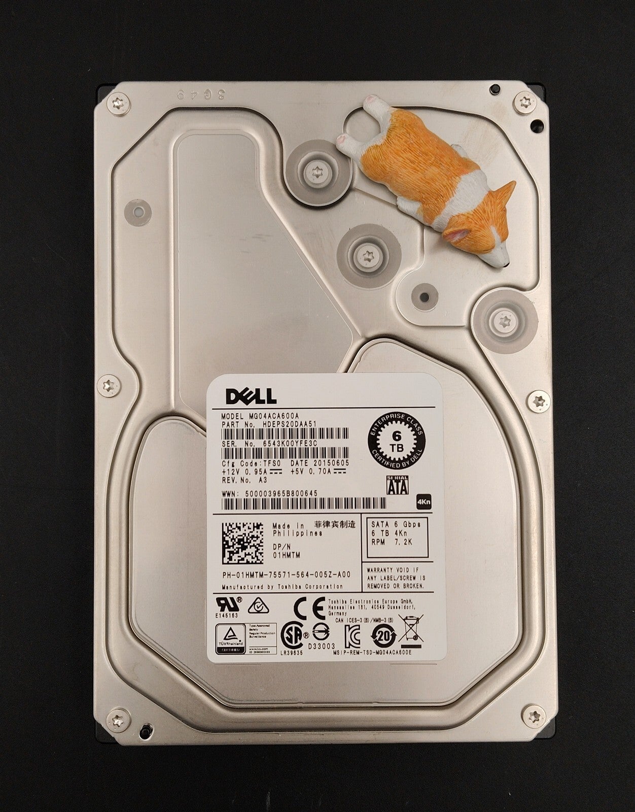 1HMTM 01HMTM MG04ACA600A DELL 6TB 7.2K 6GB/S 3.5" SATA LFF HDD HDEPS20DAA51