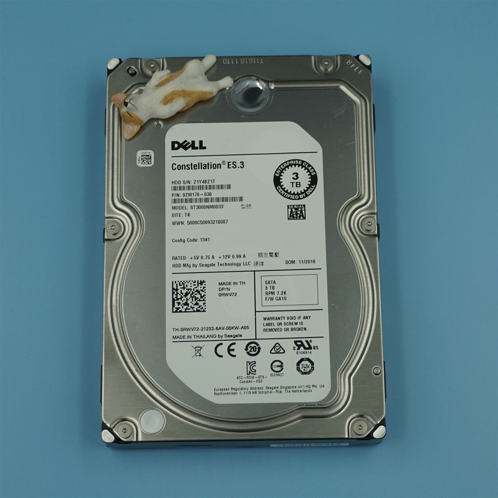 ST3000NM0033 SEAGATE/DELL 3TB 7.2K 6G 128MB 3.5" LFF SATA HARD DRIVE RWV72