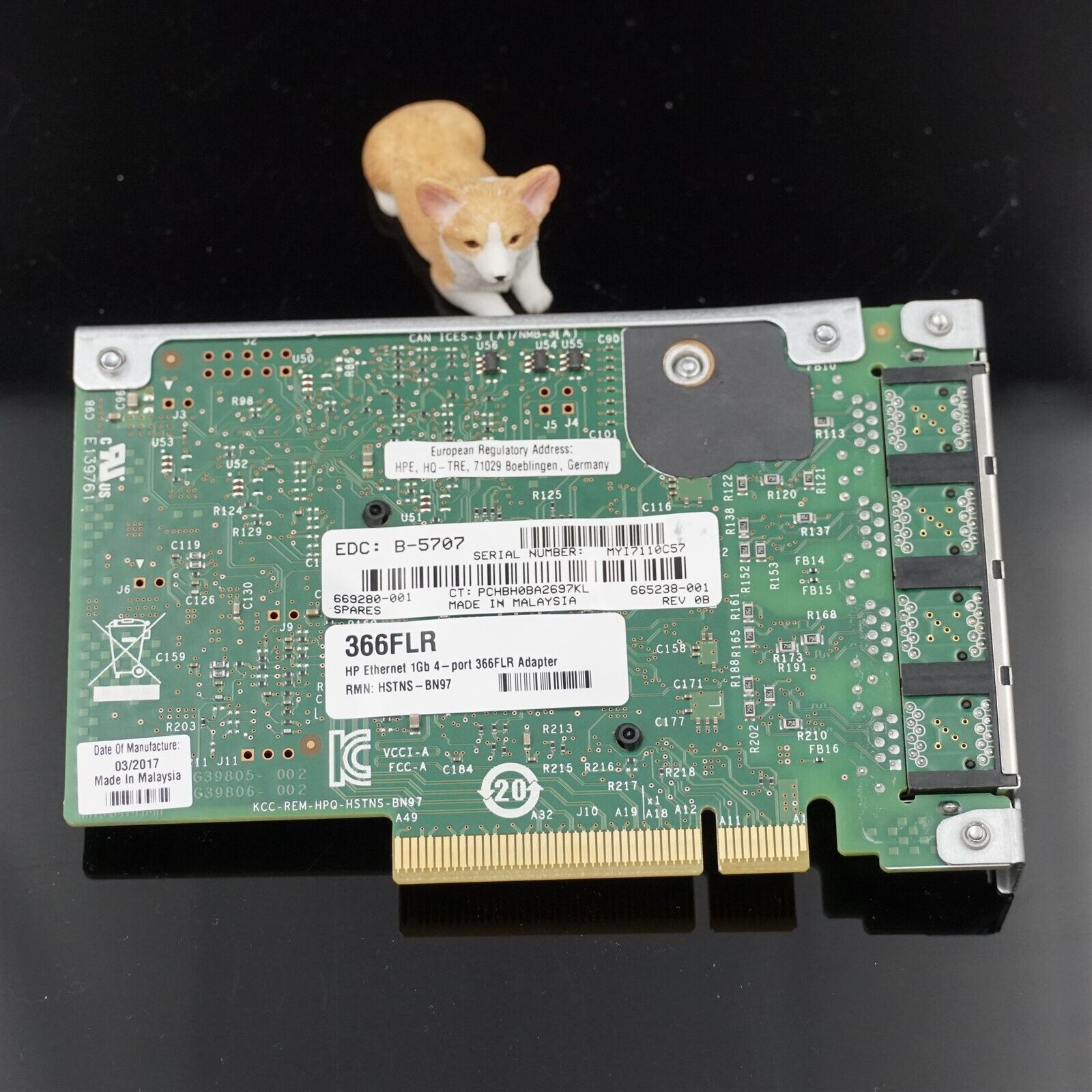 669280-001 HPE Ethernet Quad Port 1GBASE-T 366FLR Adapter 665240-B21 665238-001