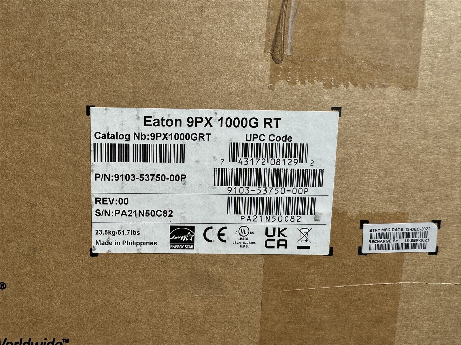 9PX1000GRT EATON 9PX 1000G RT REV:00 9103-53750-009 NEW