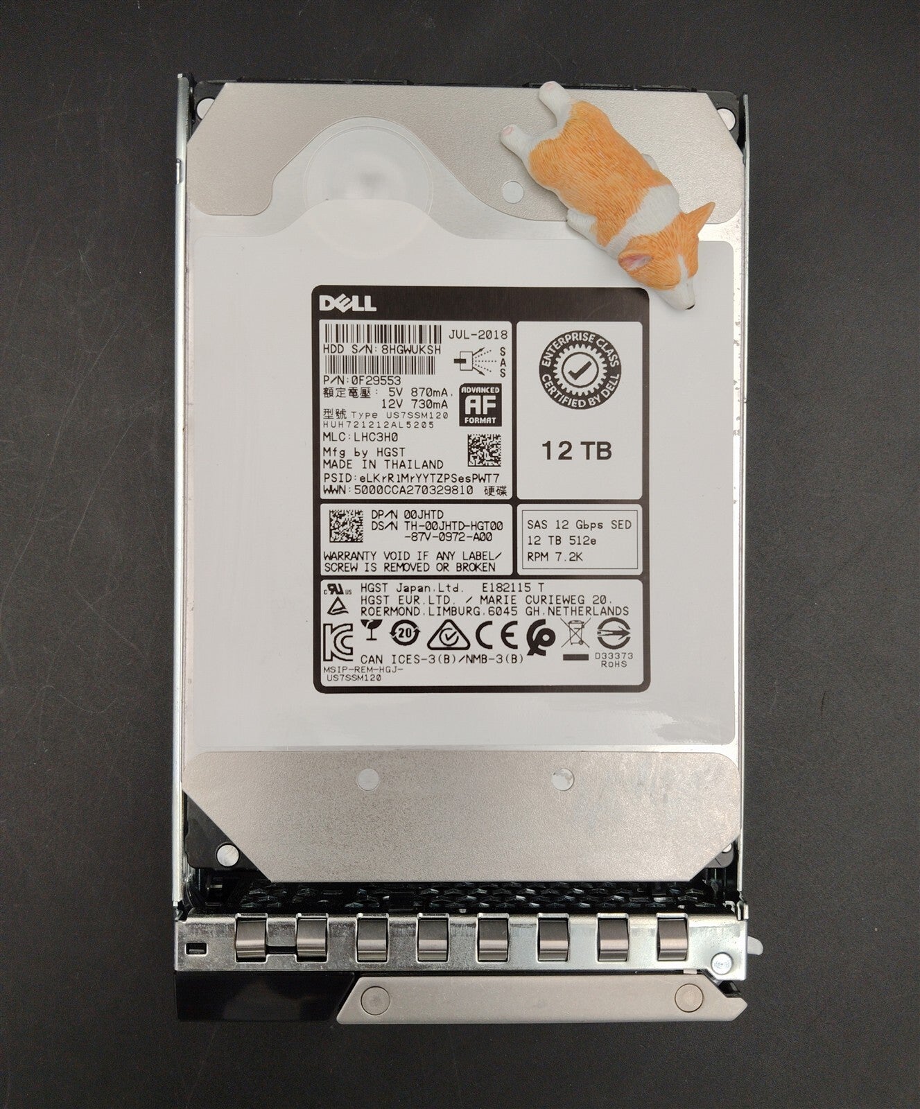 0JHTD 00JHTD HUH721212AL5205 DELL 12TB 7.2K 12G SED 512E SAS 3.5" ENTERPRISE HDD