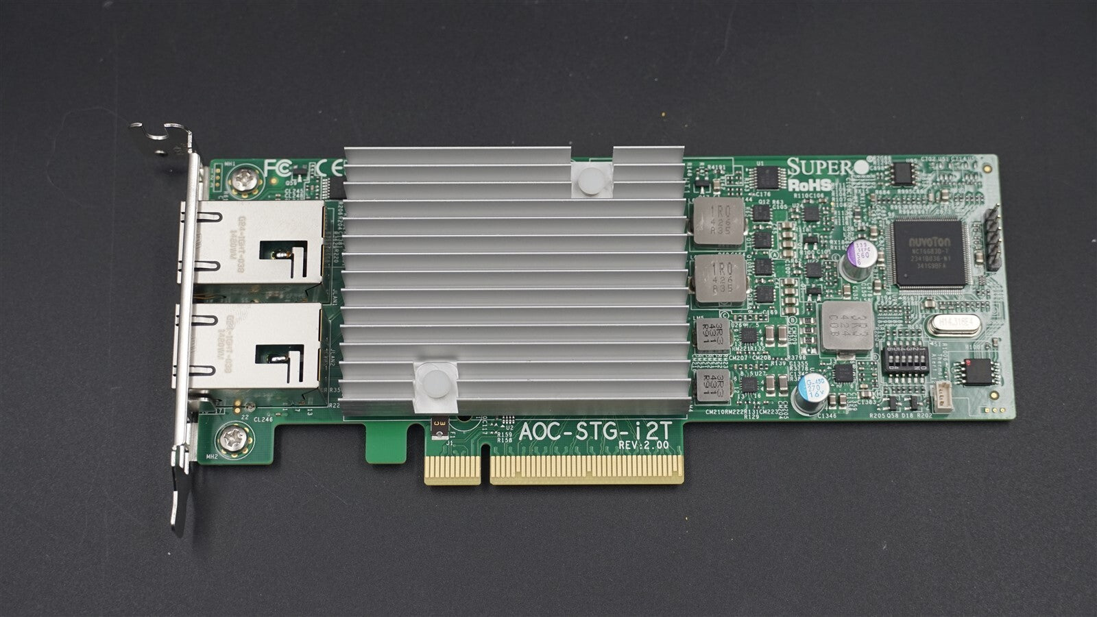 AOC-STG-i2T SUPERMICRO DUAL PORT 10GBASE-T RJ-45 INTEL X540 NIC V2.00 LOW
