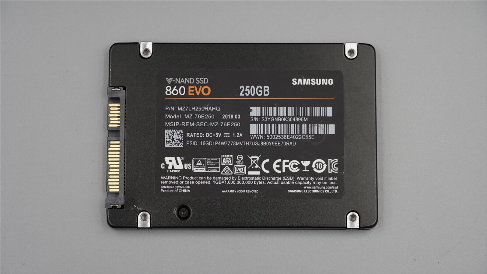 MZ-76E250 SAMSUNG 250GB SSD 860 EVO V-NAND SSD MZ7LH250HAHQ