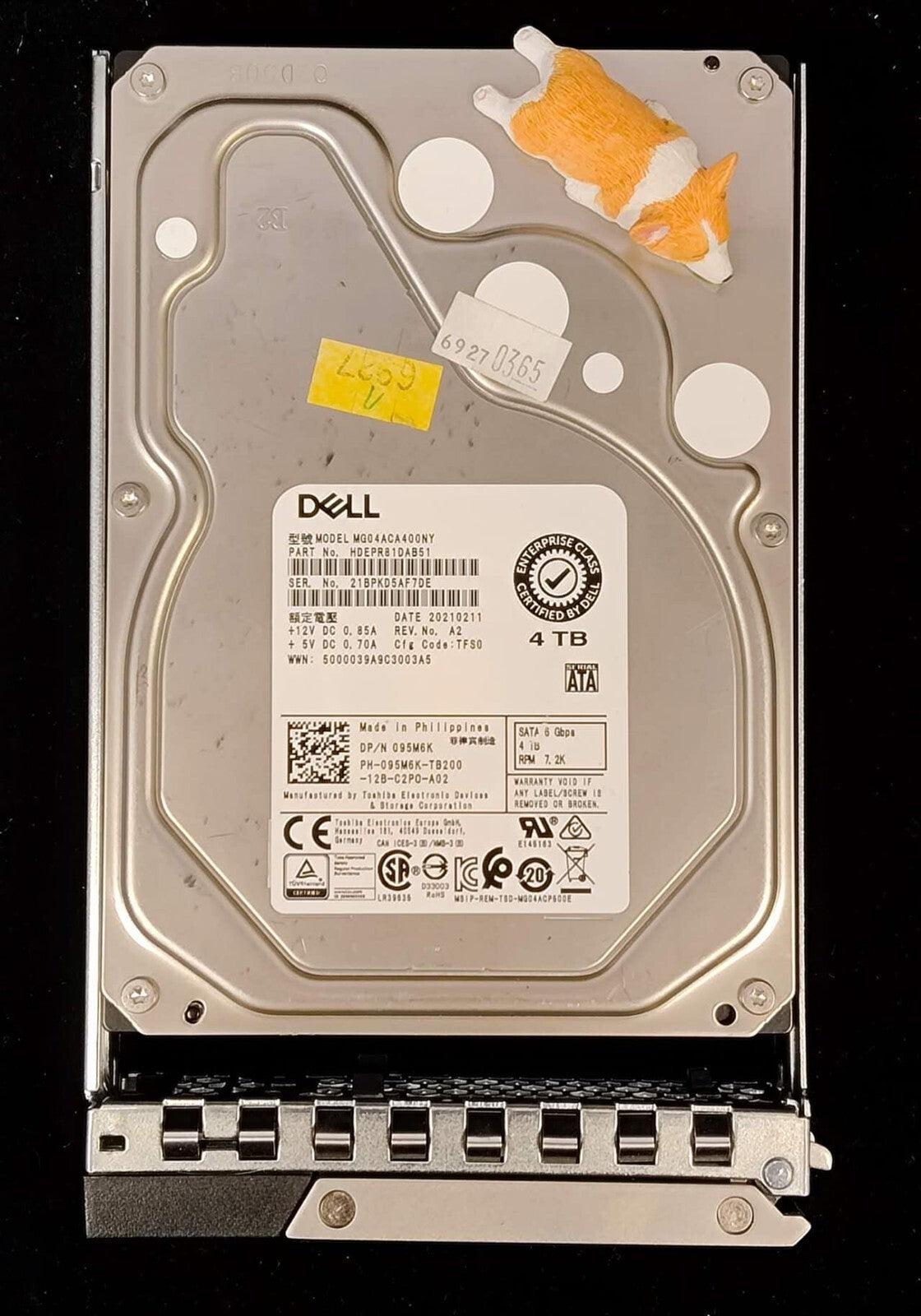 95M6K DELL TOSHIBA 4TB 7.2K 6G SATA 3.5" LFF HDD MG04ACA400NY 095M6K W/X7K8W