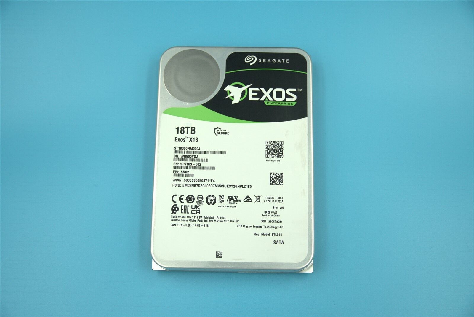 ST18000NM000J SEAGATE EXOS 18TB 2TV103-881 7.2K 6Gb/S 3.5" SATA ENTERPRISE HDD