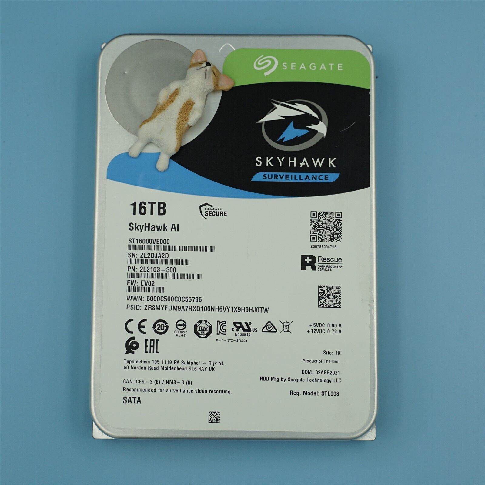 ST16000VE000 SEAGATE SKYHAWK AI 16TB 7.2K 6G 3.5" SATA LFF HARD DRIVE GRADE A