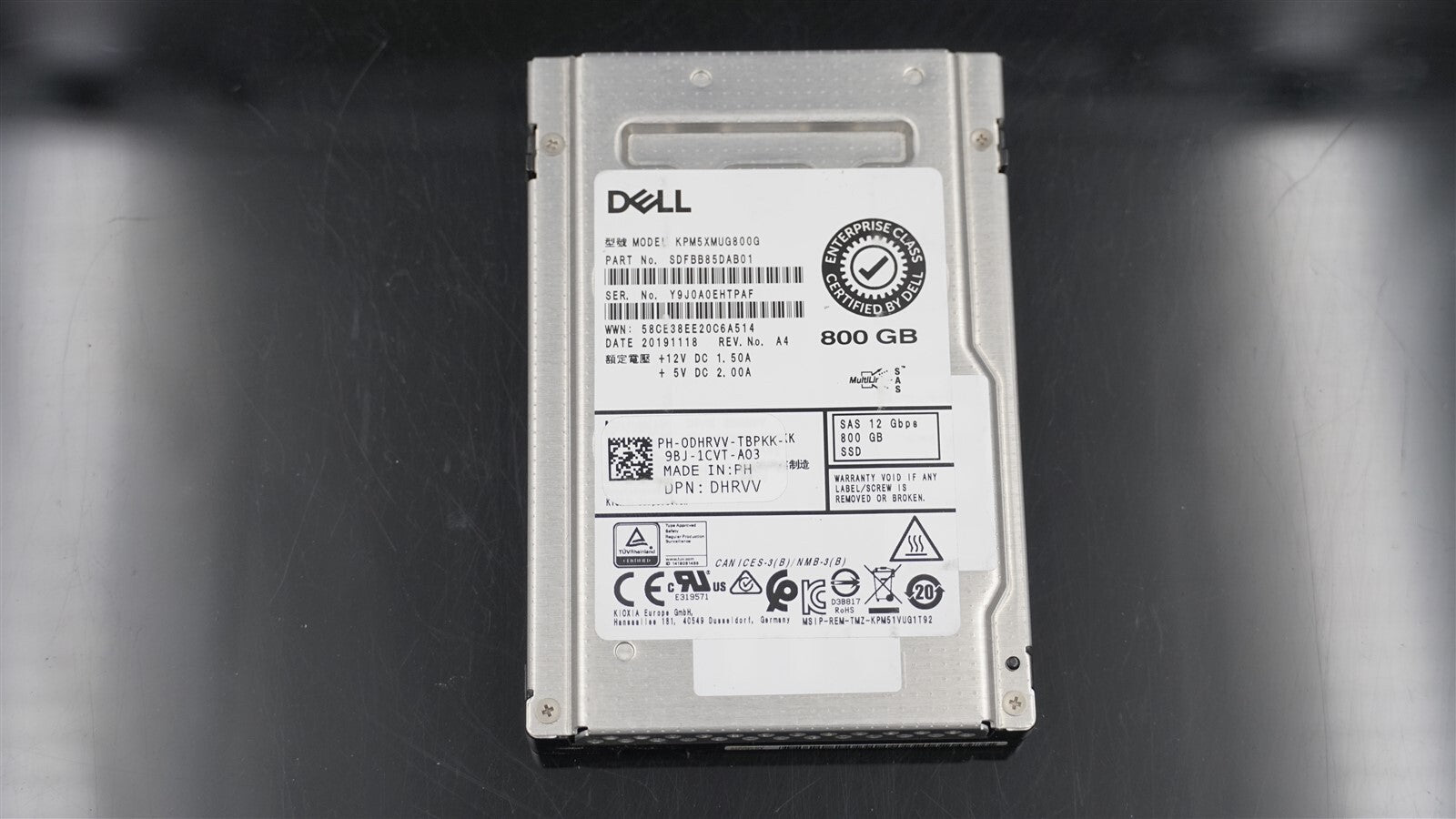 DELL 0DHRVV DHRVV SDFBB85DAB01 800GB SAS 12Gb/S 2.5 SOLID STATE DRIVE