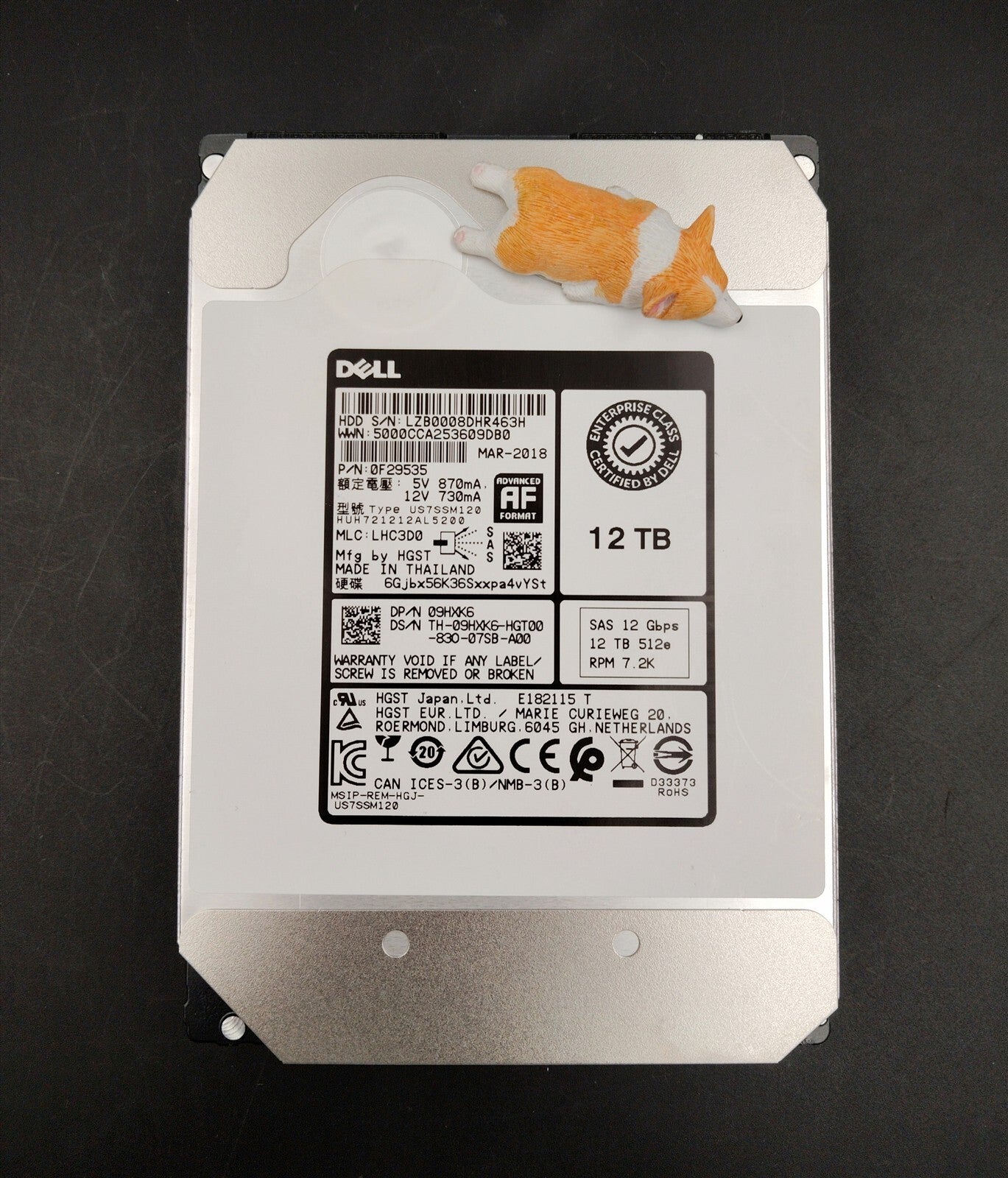 9HXK6 09HXK6 HUH721212AL5200 DELL 12TB 7.2K 12G 512E SAS 3.5" LFF HDD 100 HEALTH