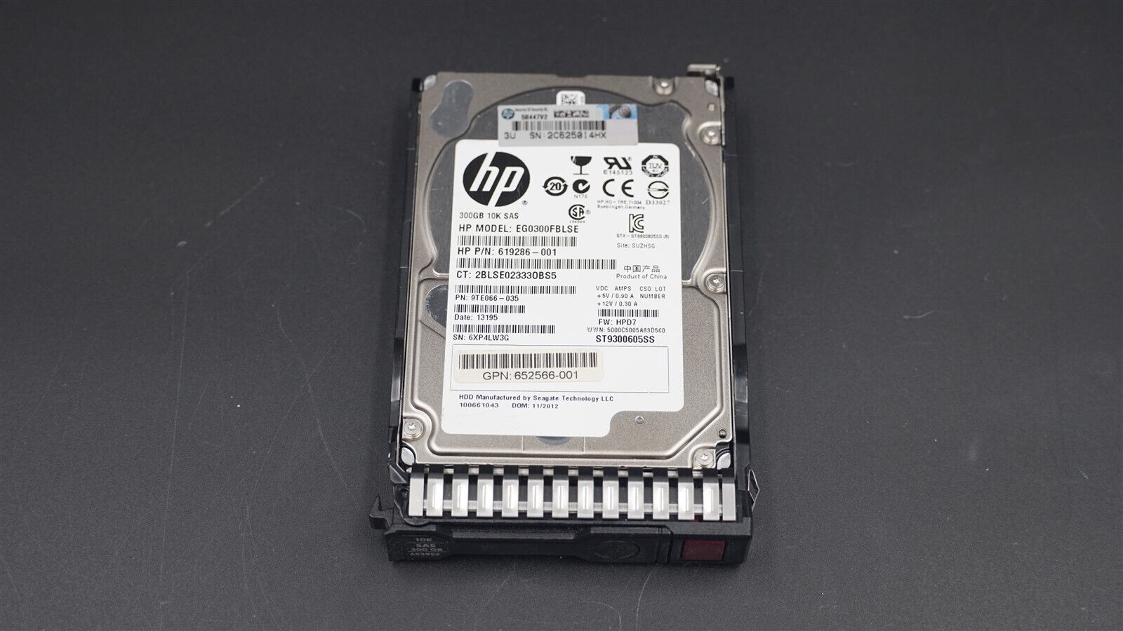 HPE 619286-001 EG0300FBLSE ST9300605SS 300GB 10K 6Gb/S 2.5" SAS HDD W/CADDY