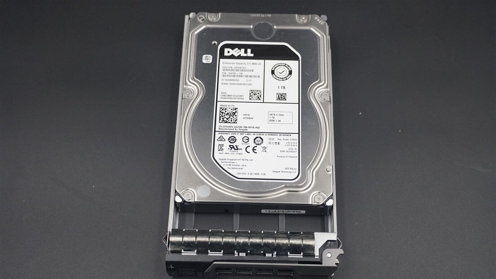 DELL 0TW8VV TW8VV ST1000NM0055 1TB 7.2K 6Gb/S 3.5 SATA HARD DRIVE W/F238F TRAY