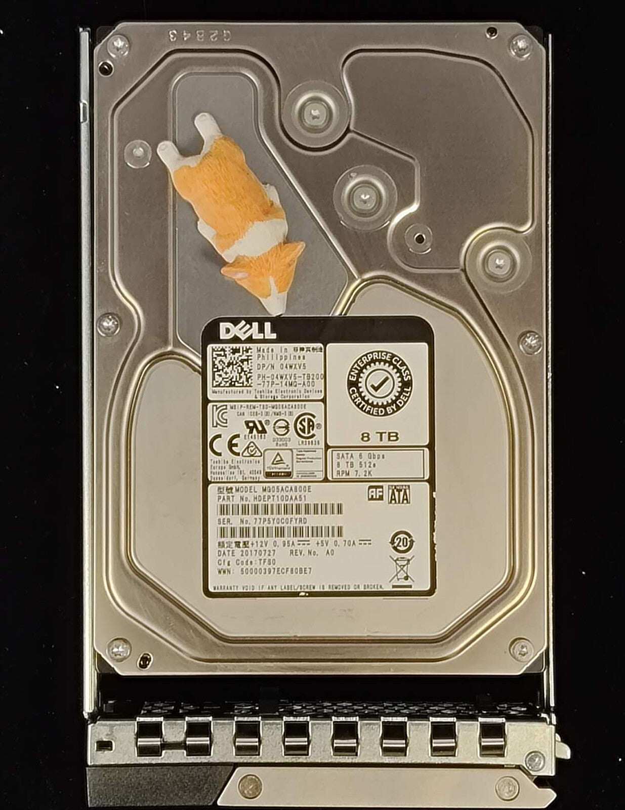 4WXV5 DELL TOSHIBA 8TB 7.2K 6G SATA 3.5" LFF HDD MG05ACA800E 04WXV5 R740 R640