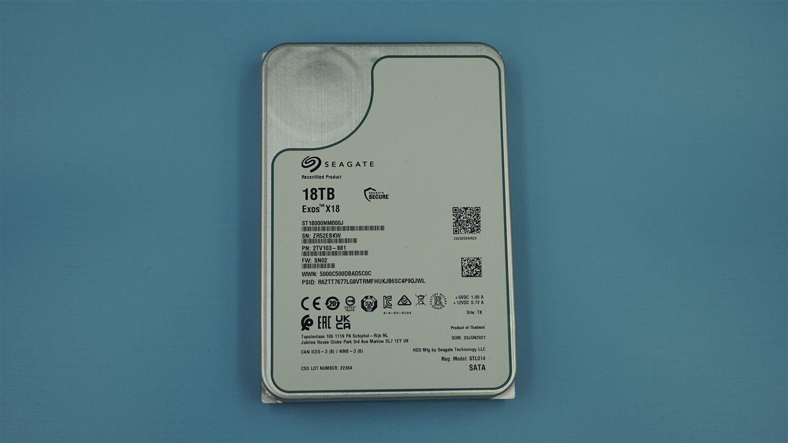 ST18000NM000J SEAGATE EXOS 18TB 2TV103-881 7.2K 6Gb/S 3.5" SATA ENTERPRISE X18