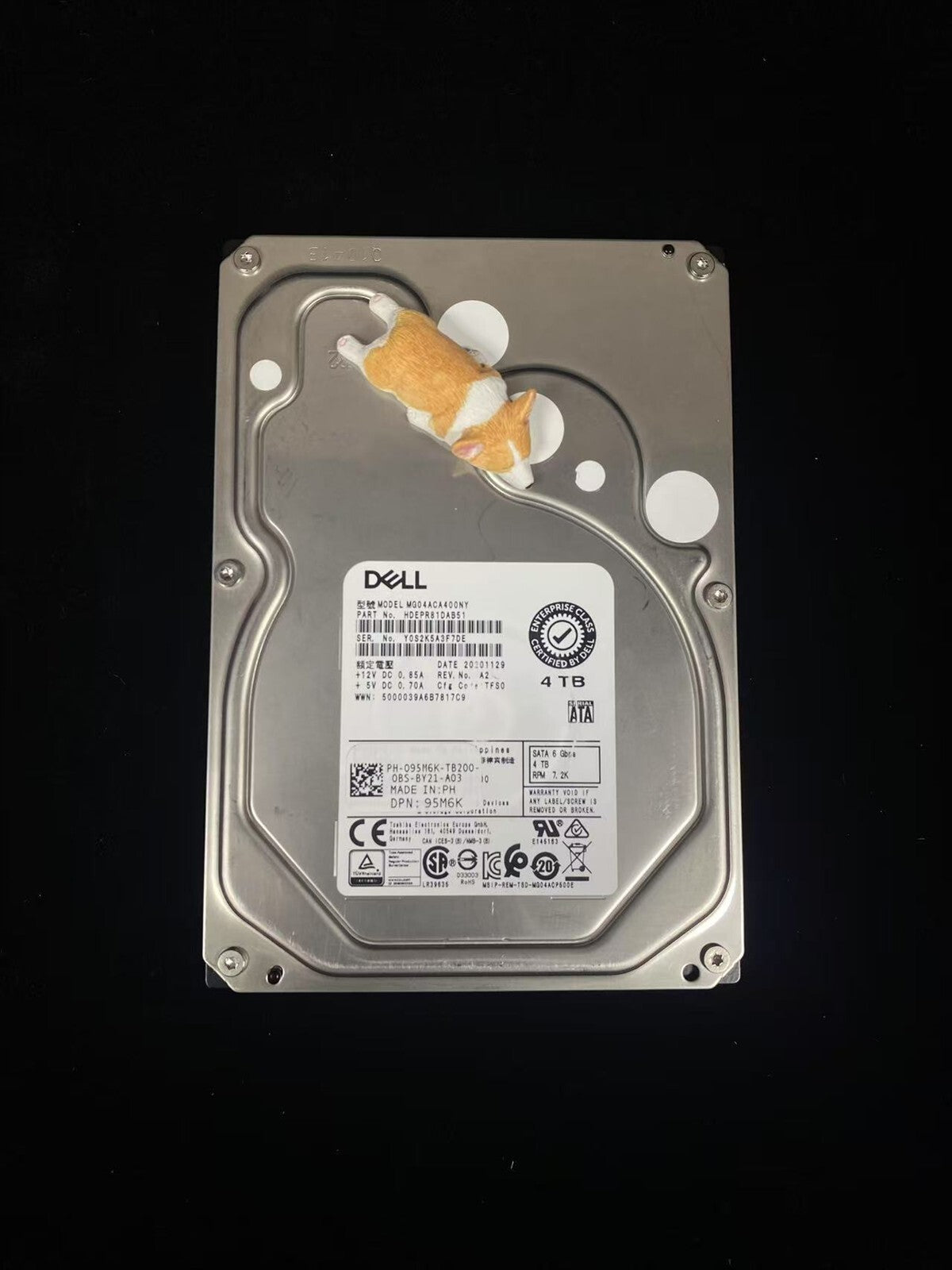95M6K DELL TOSHIBA 4TB 7.2K 6G SATA 3.5" LFF HDD MG04ACA400NY 095M6K
