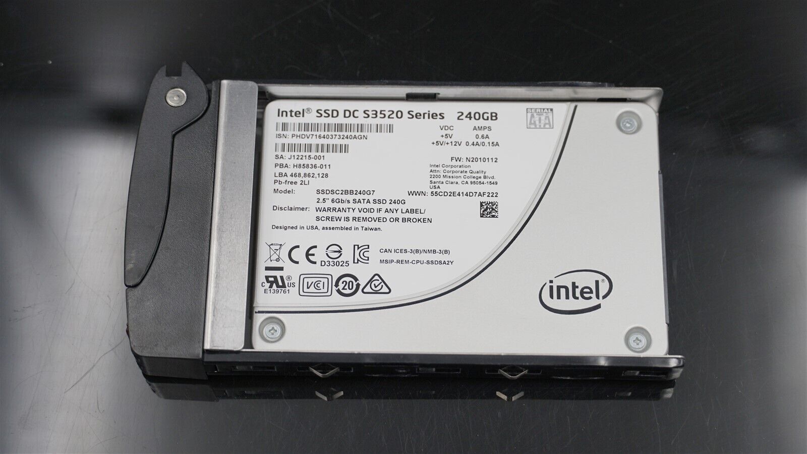 INTEL SSDSC2BB240G7 S3520 SERIES 2.5" 240GB 6GB/S SATA SSD W/01-SB16105-XX00C102