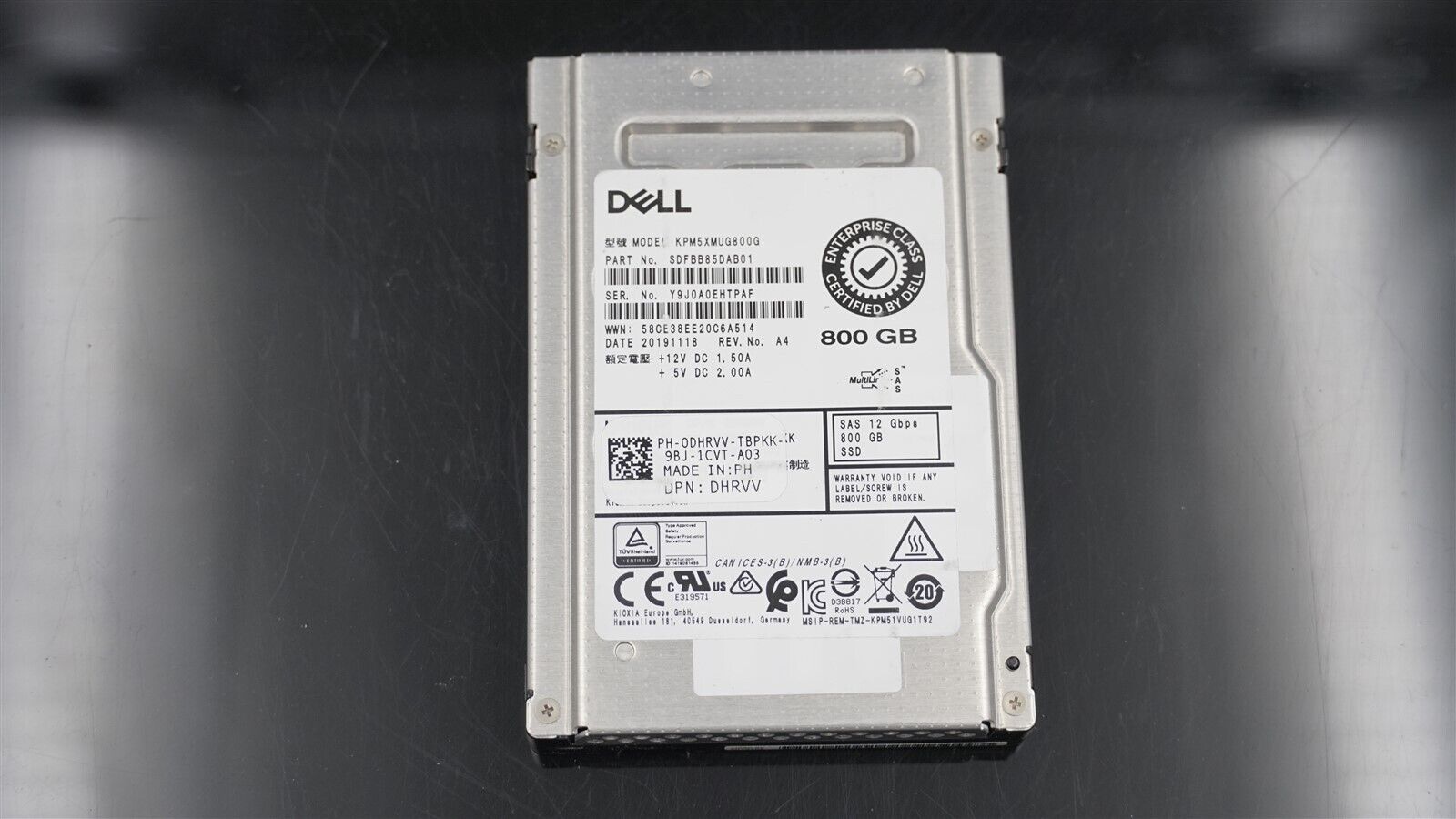 DELL 0DHRVV DHRVV SDFBB85DAB01 800GB SAS 12Gb/S 2.5 SOLID STATE DRIVE
