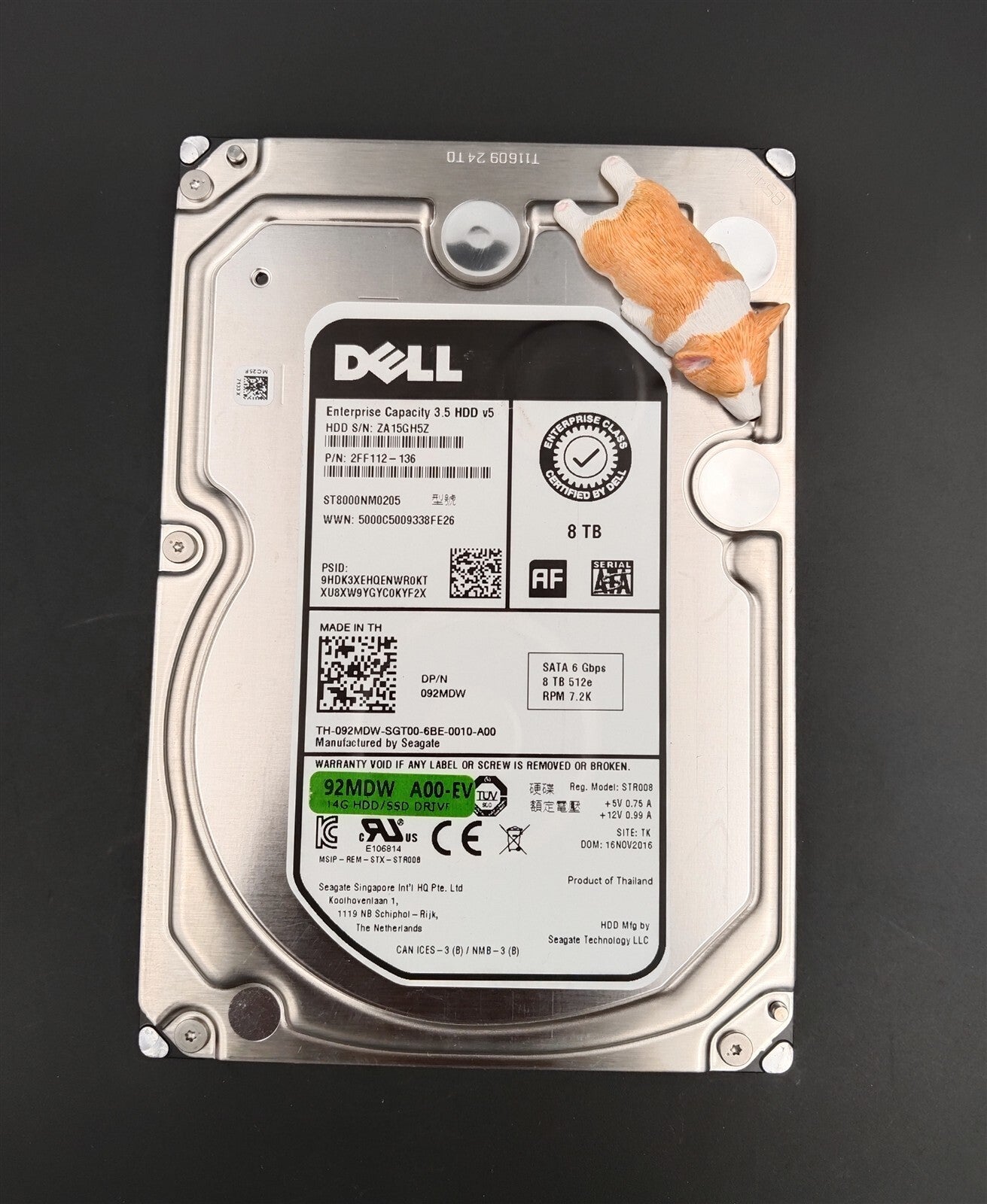 92MDW 092MDW ST8000NM0205 DELL SEAGATE 8TB 7.2K 6G 512E SATA 3.5" HARD DRIVE