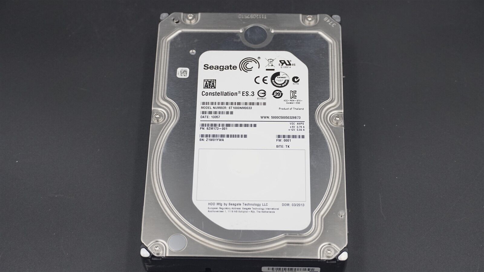 ST1000NM0033 SEAGATE CONSTELLATION ES.3 1TB SATA 7.2K 6Gb/s 3.5" HARD DRIVE