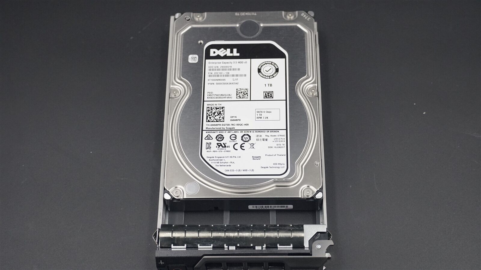 DELL MM8P9 0MM8P9 ST1000NM0095 1TB SATA 7.2K 3.5" HARD DRIVE W/ F238F TRAY