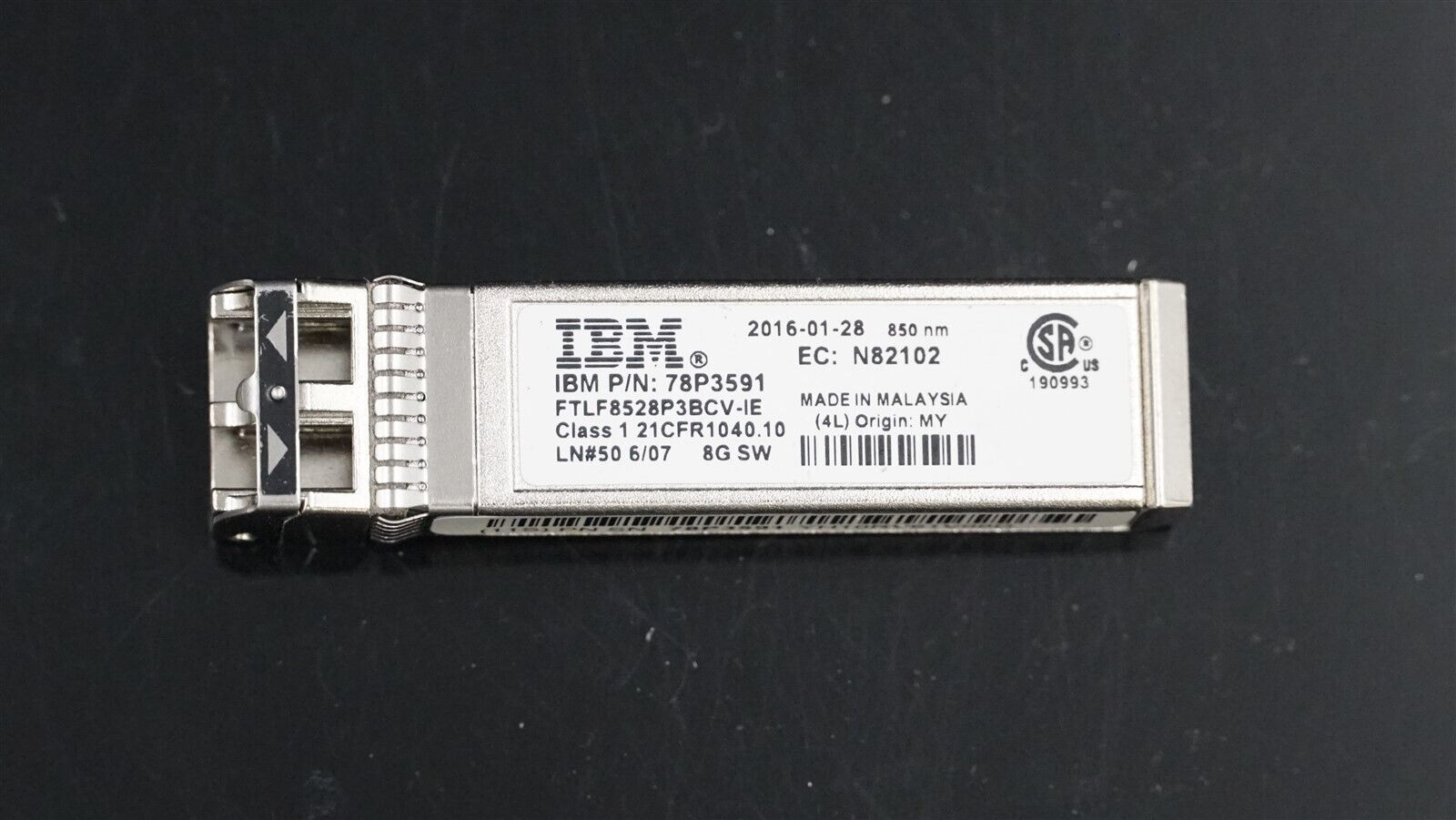 IBM 78P3591 FTLF8528P3BCV-IE SR 8GB 850NM SFP+ OPTICAL TRANSCEIVER MODULE