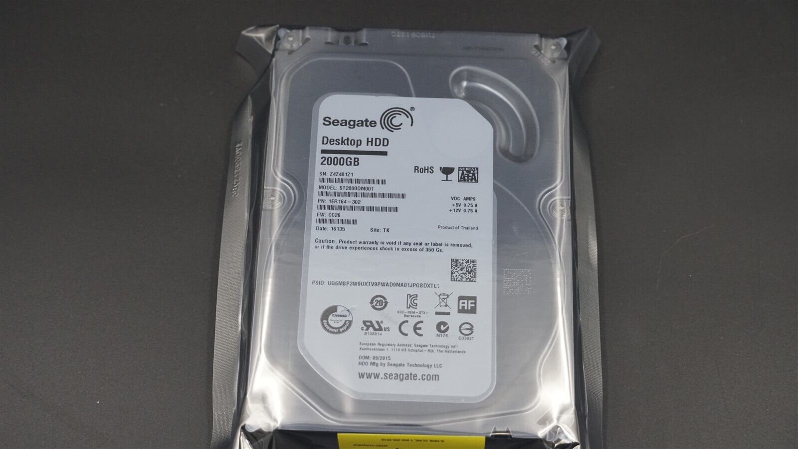 ST2000DM001 SEAGATE BARRACUDA 2TB SATA III 7.2K 6GB/S 3.5" HARD DRIVE PC DESKTOP