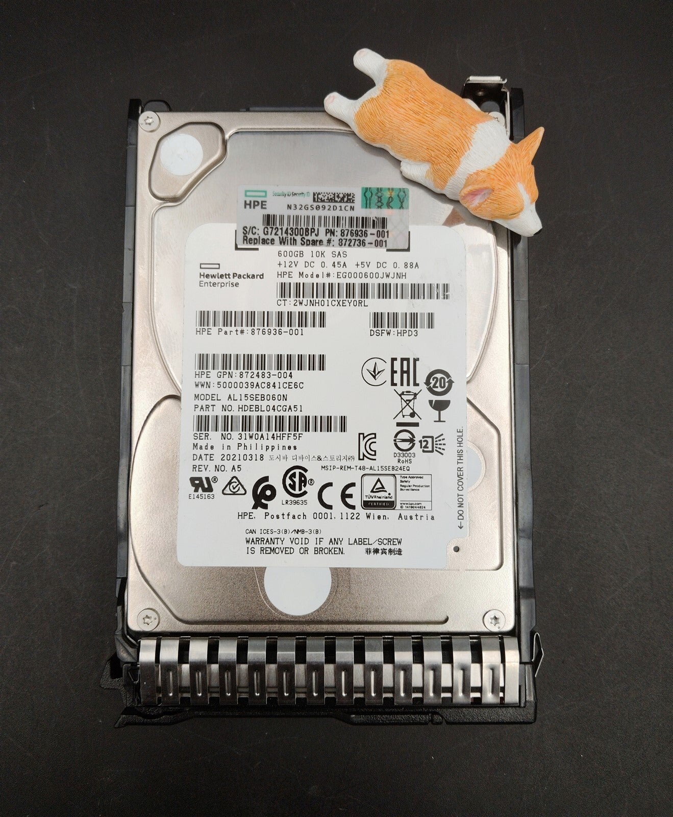 872736-001 876936-001 HPE 600GB 10K 12G SAS 2.5" SFF HARD DRIVE AL15SEB060N