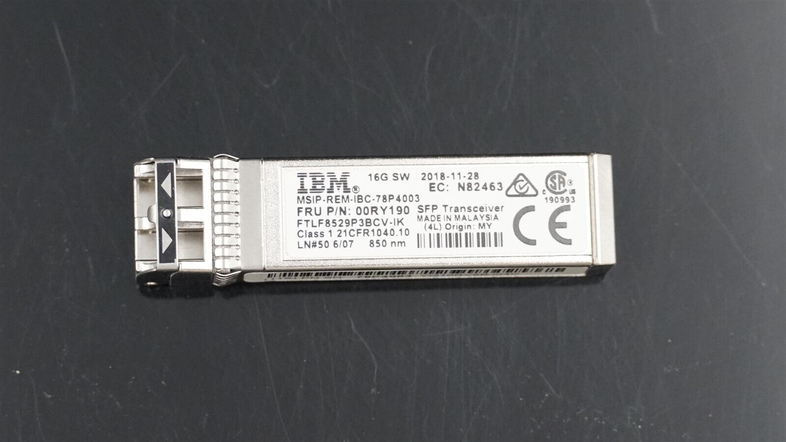 IBM 00RY190 FTLF8529P3BCV-IK 78P4003 16GB SW FC SFP+ TRANSCEIVER MODULE