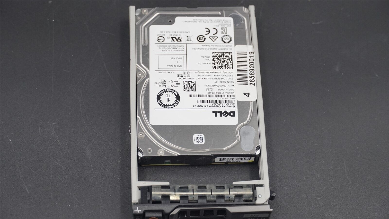 DELL 056M6W 56M6W ST1000NX0453 1TB 7.2K 12Gb/S 2.5" SAS HDD W/CADDY