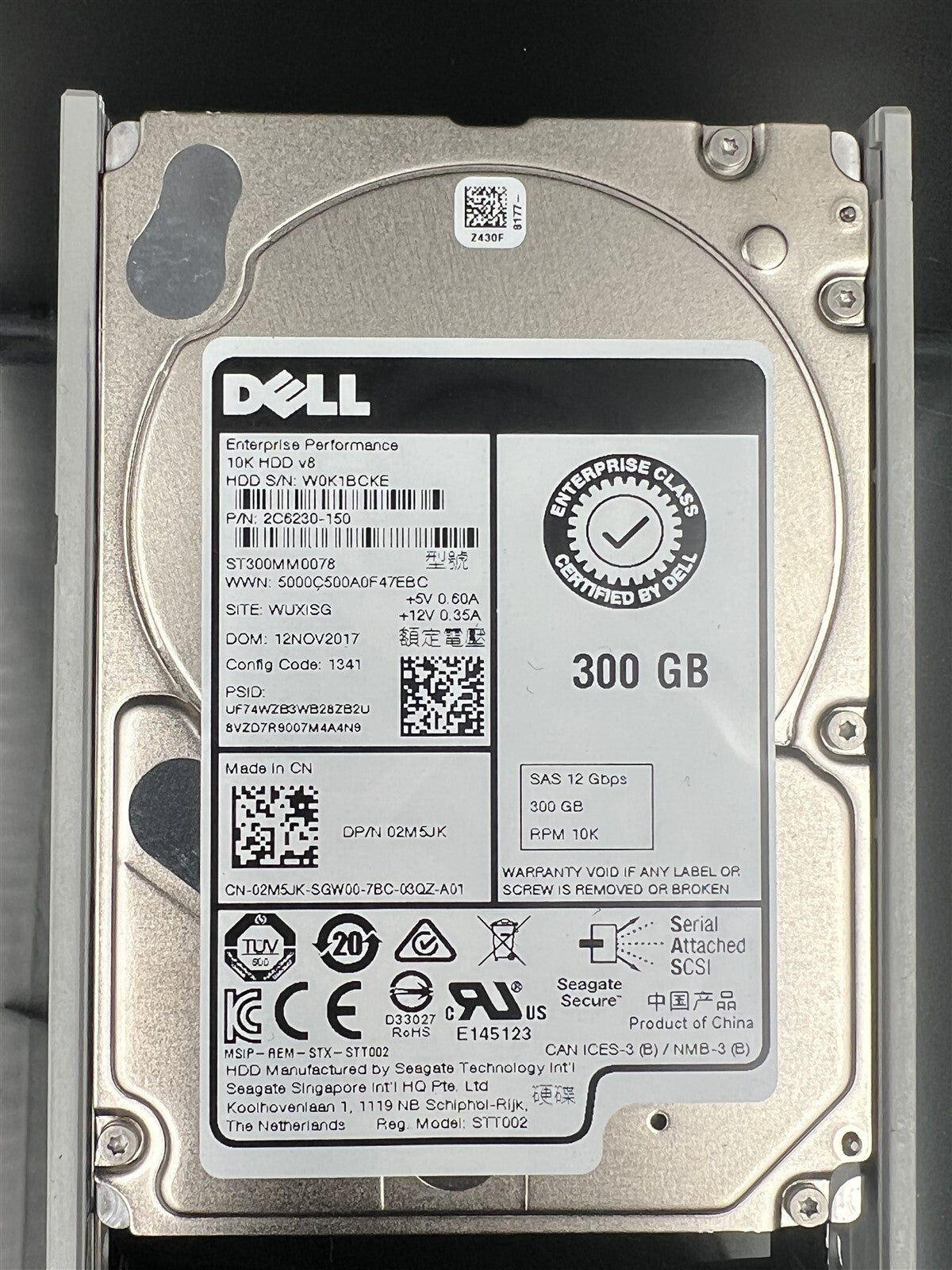 2M5JK ST300MM0078 DELL SEAGATE 300GB 10K 12Gb/S 2.5" SAS WITH TRAY