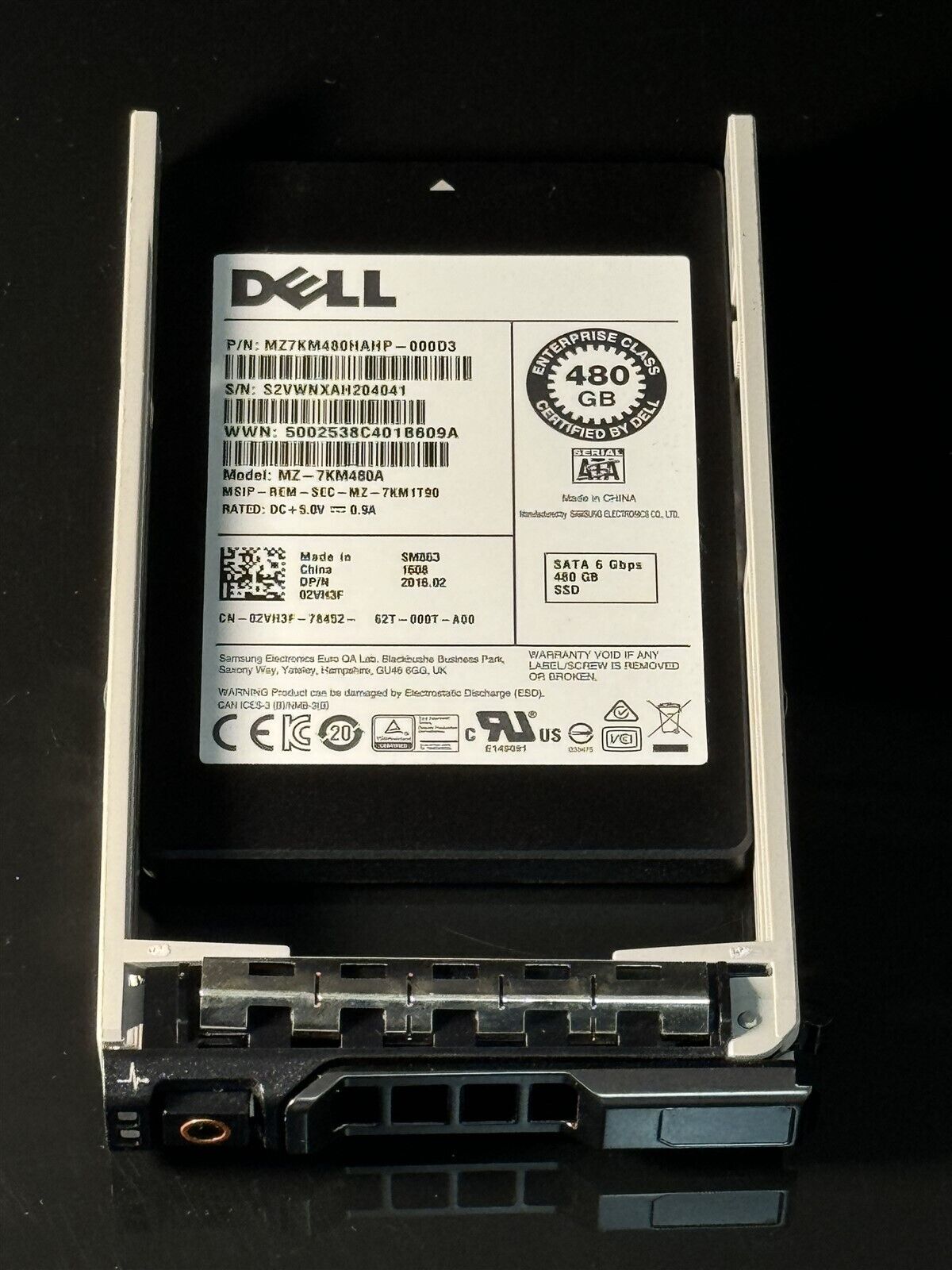 2VH3F MZ7KM480HAHP DELL SAMSUNG 480GB SATA 6Gbps SSD WITH 2.5" TRAY