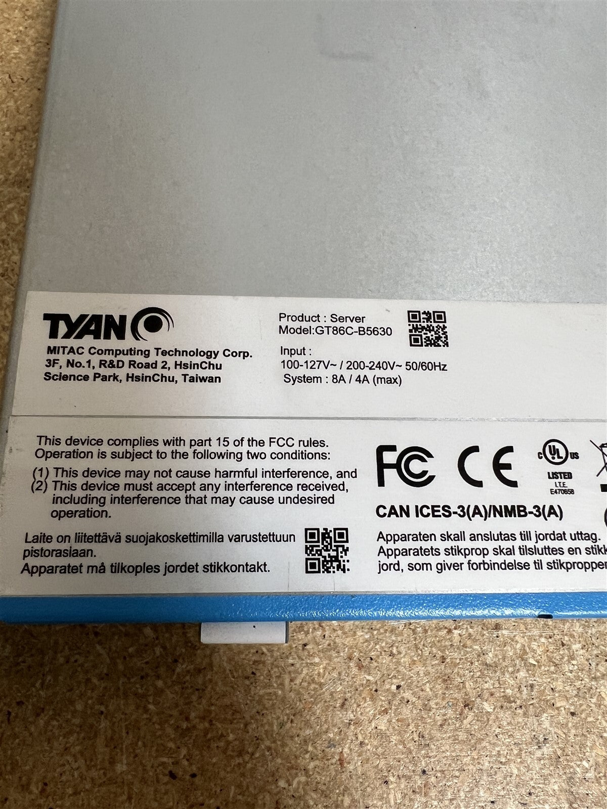 TYAN GT86C-B5630 1U SERVER 1x XEON 26C PLATINUM 8164 2.0GHz 64GB RAM 12x 3.5"