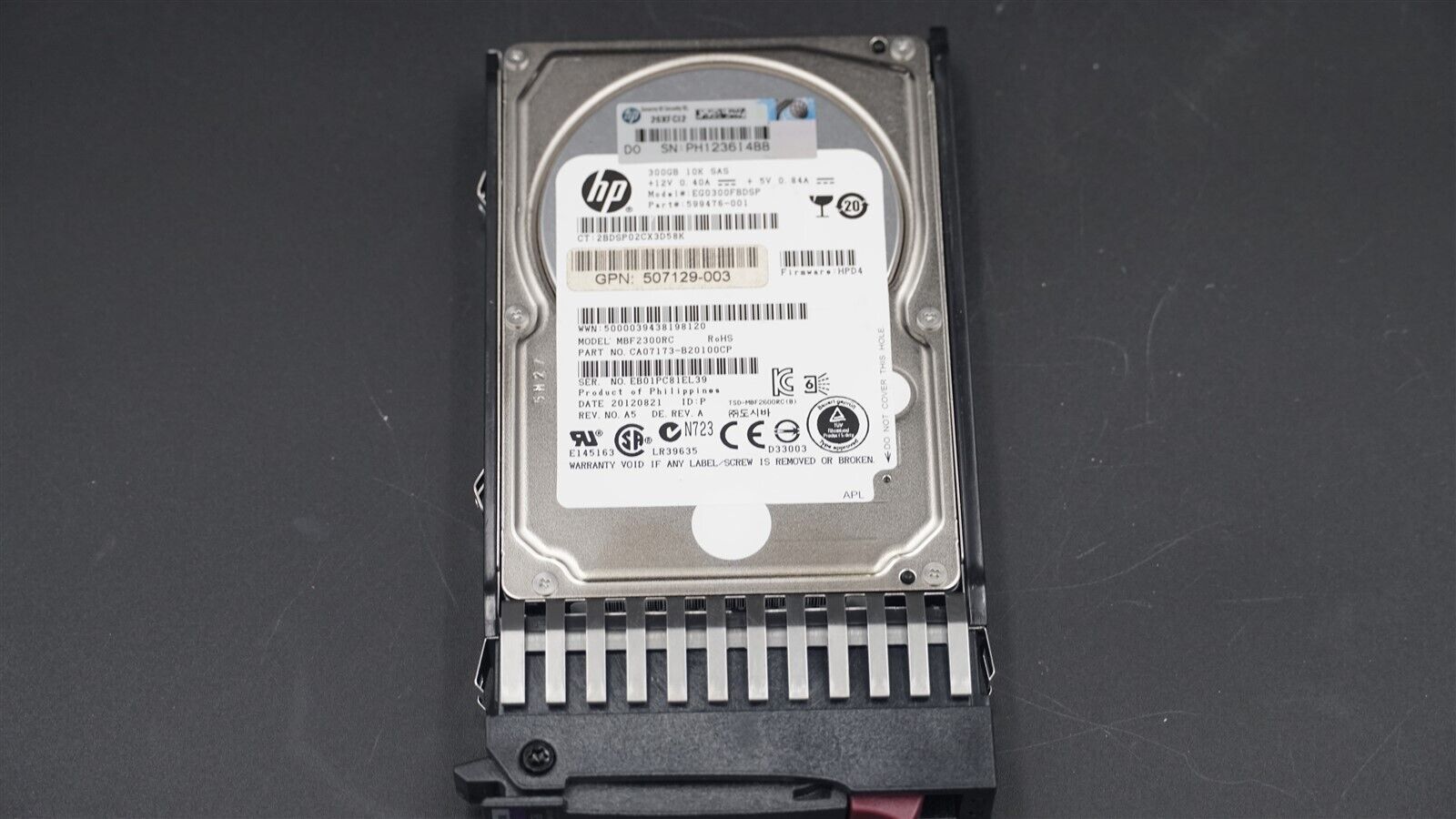 HPE 507284-001 507129-003 599476-001 300GB 10K 6Gb/S 2.5" SAS HDD W/CADDY