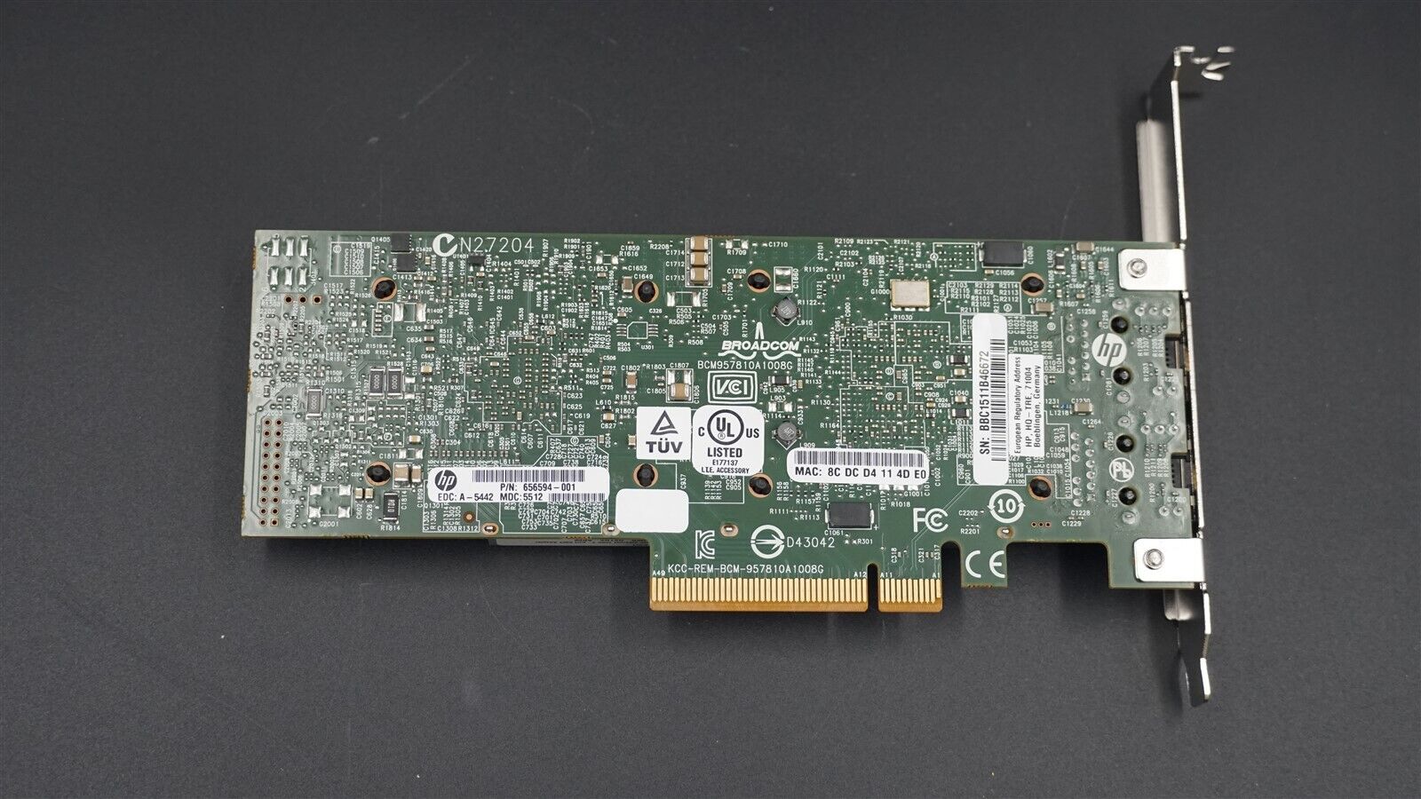 HP 656594-001 530T 2-PORT PCI-E ETHERNET SERVER NETWORK ADAPTER