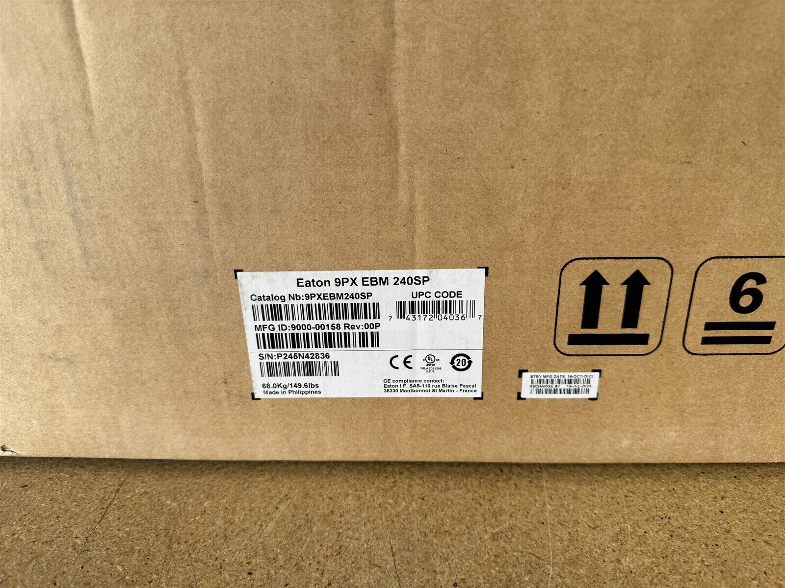 EATON 9PX 3U 240V EXTENDED BATTERY MODULE 9PXEBM240SP 9000-00158 NEW