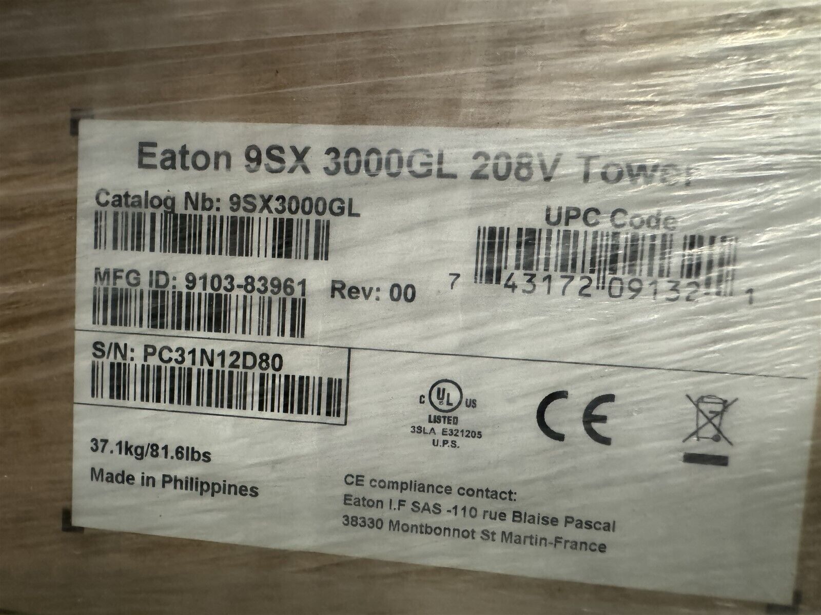 EATON 9SX 3000GL 208V TOWER 9SX3000GL NEW